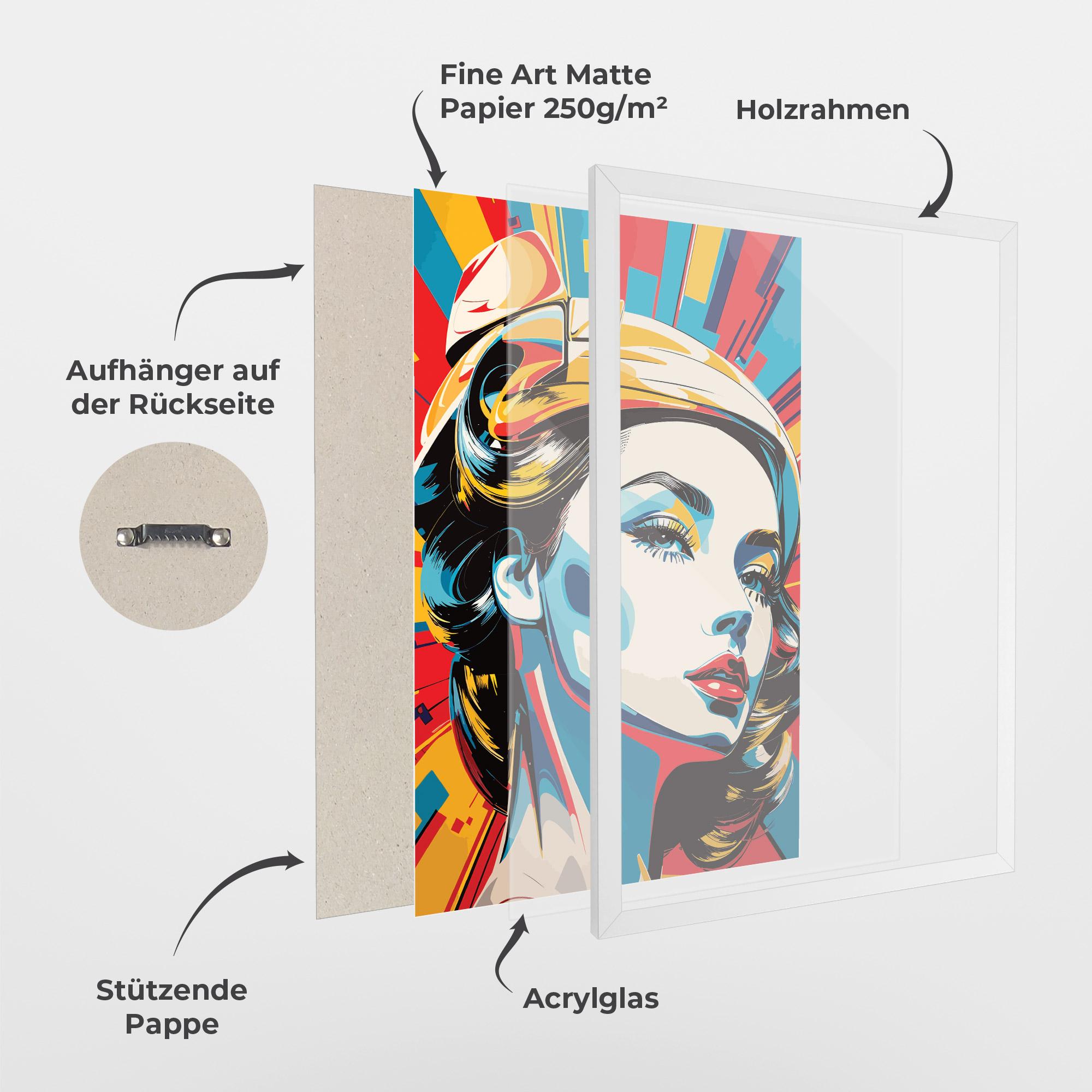 Gerahmte Poster Colorful Portrait Lady mockup 1