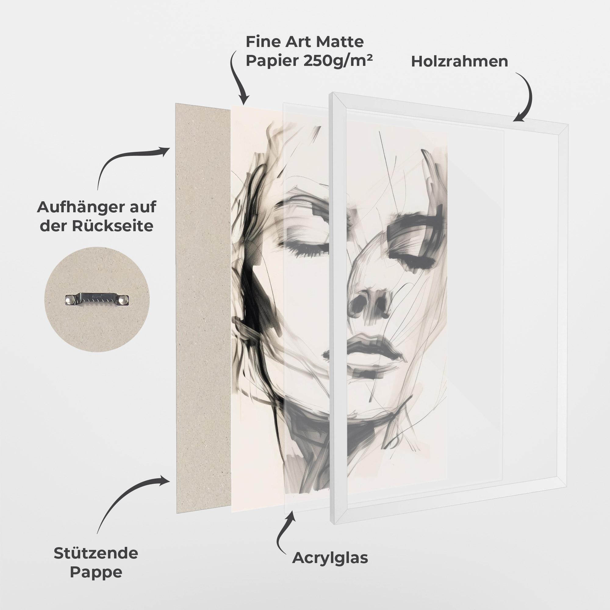 Gerahmte Poster Continuous Line Woman mockup 1