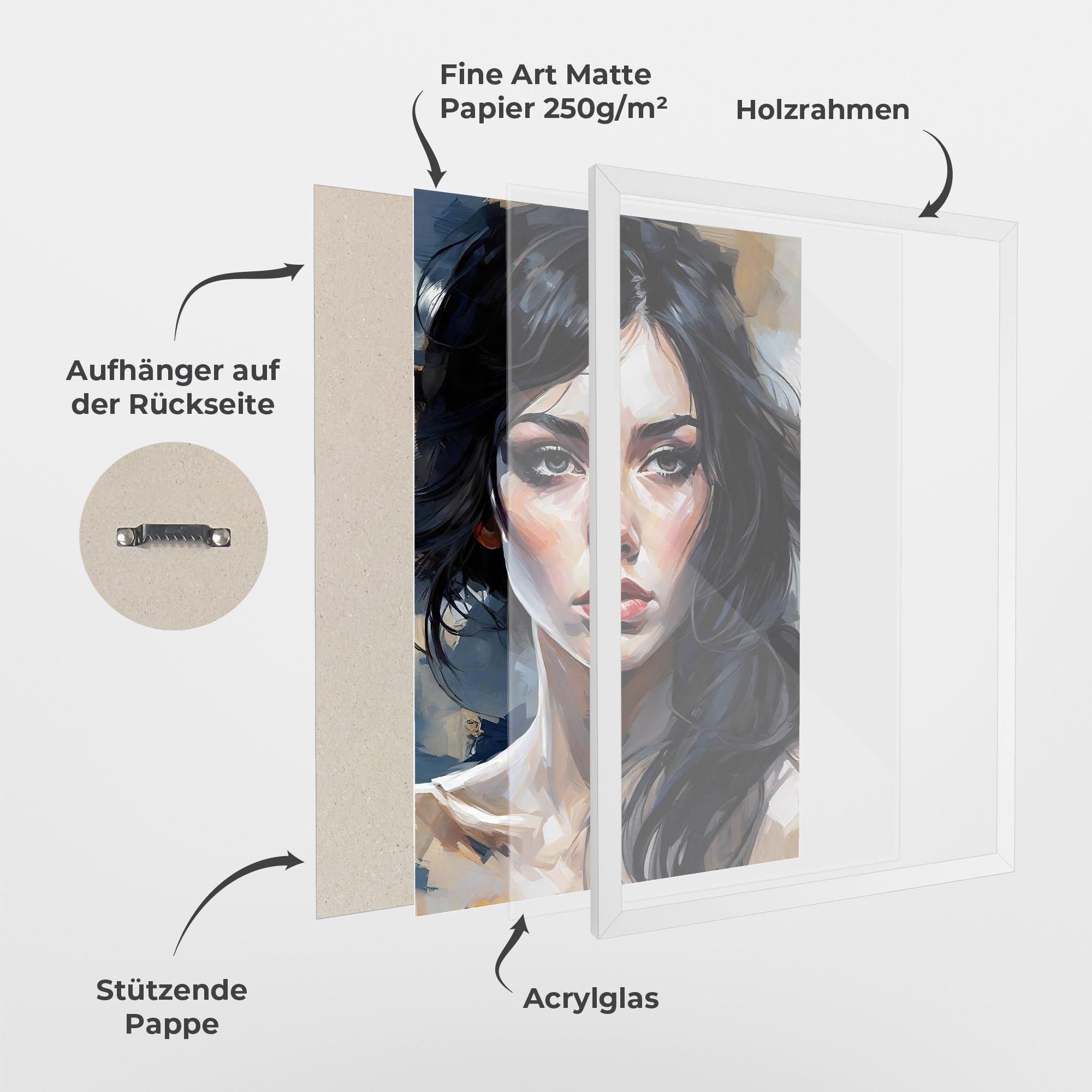 Gerahmte Poster Long Black Hair Portrait mockup 1