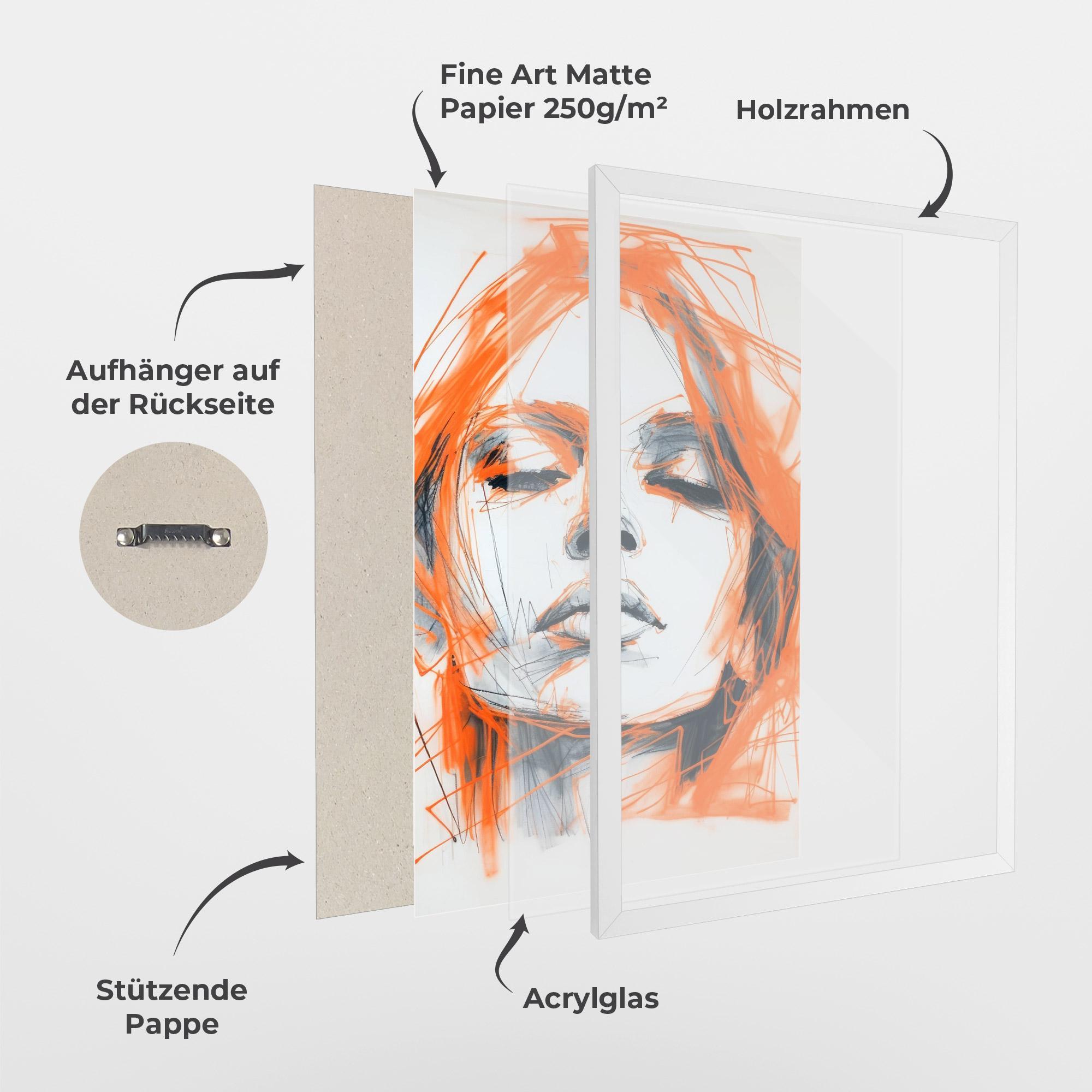 Gerahmte Poster Orange Ink Drawing mockup 1