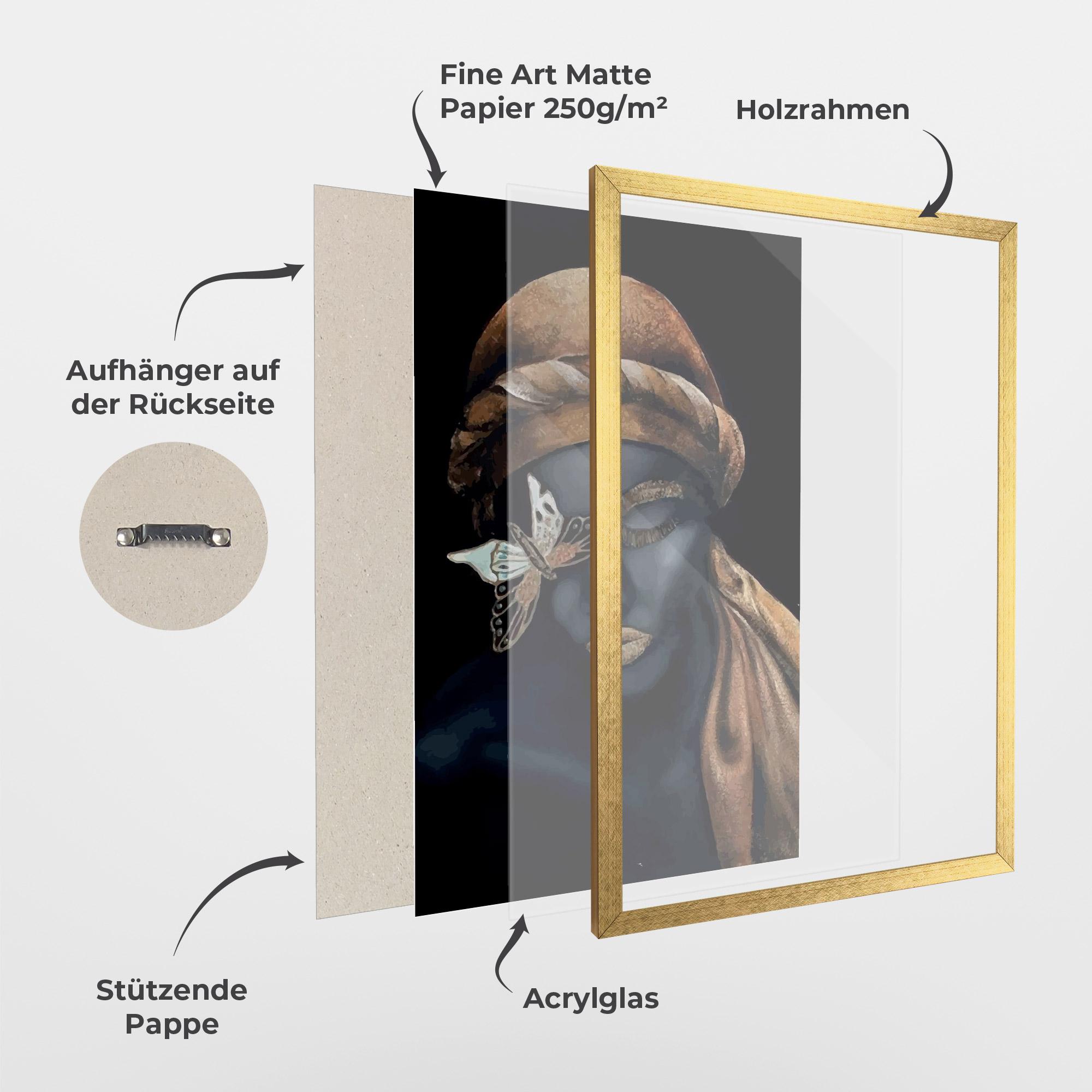 Gerahmte Poster Butterfly Lady mockup 1