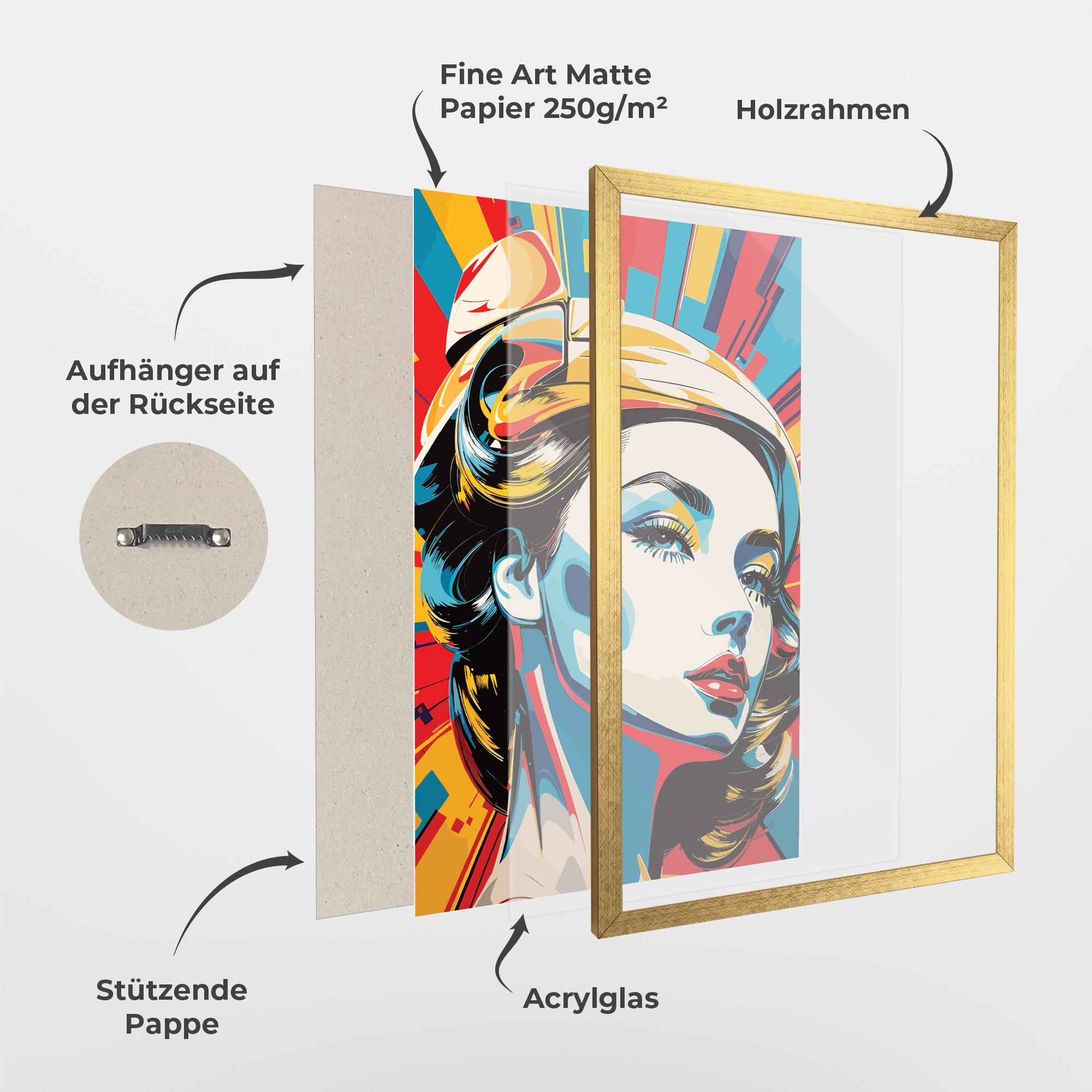 Gerahmte Poster Colorful Portrait Lady mockup 1