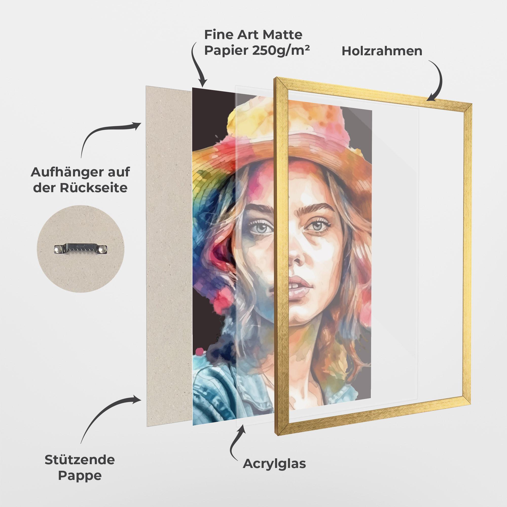 Gerahmte Poster Hat Portrait Girl mockup 1