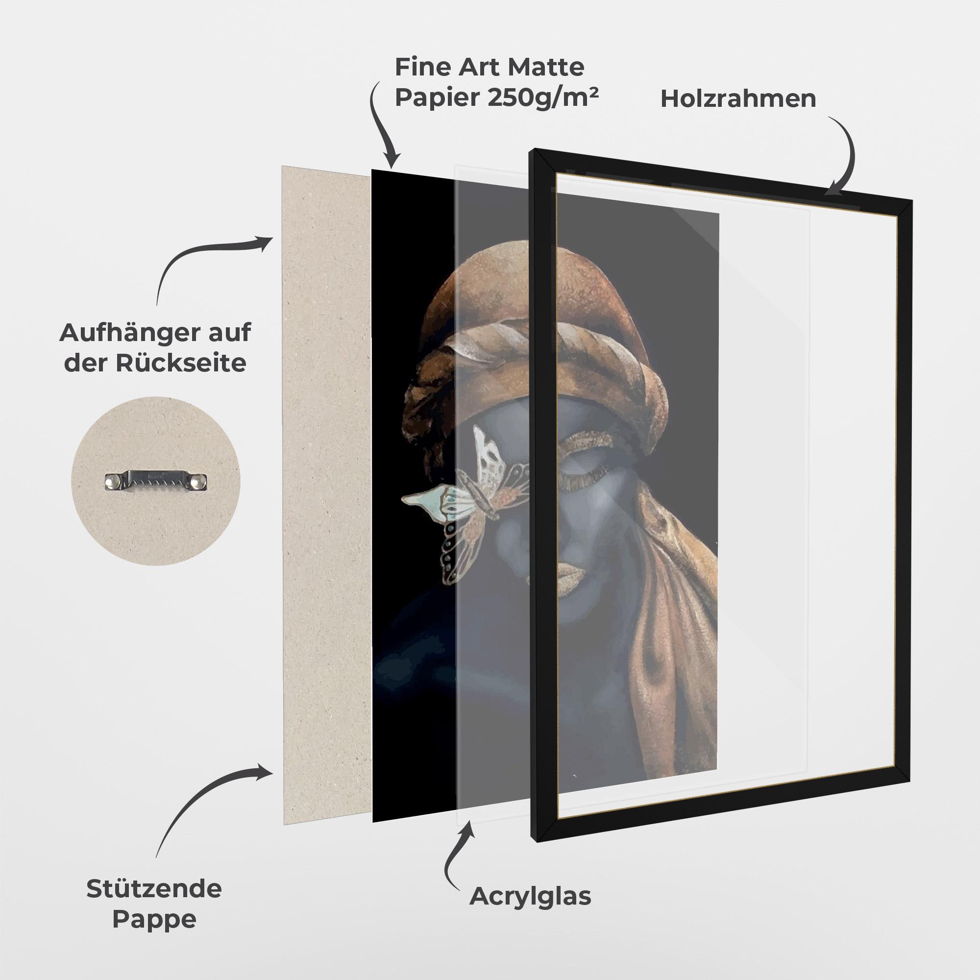 Gerahmte Poster Butterfly Lady mockup 1