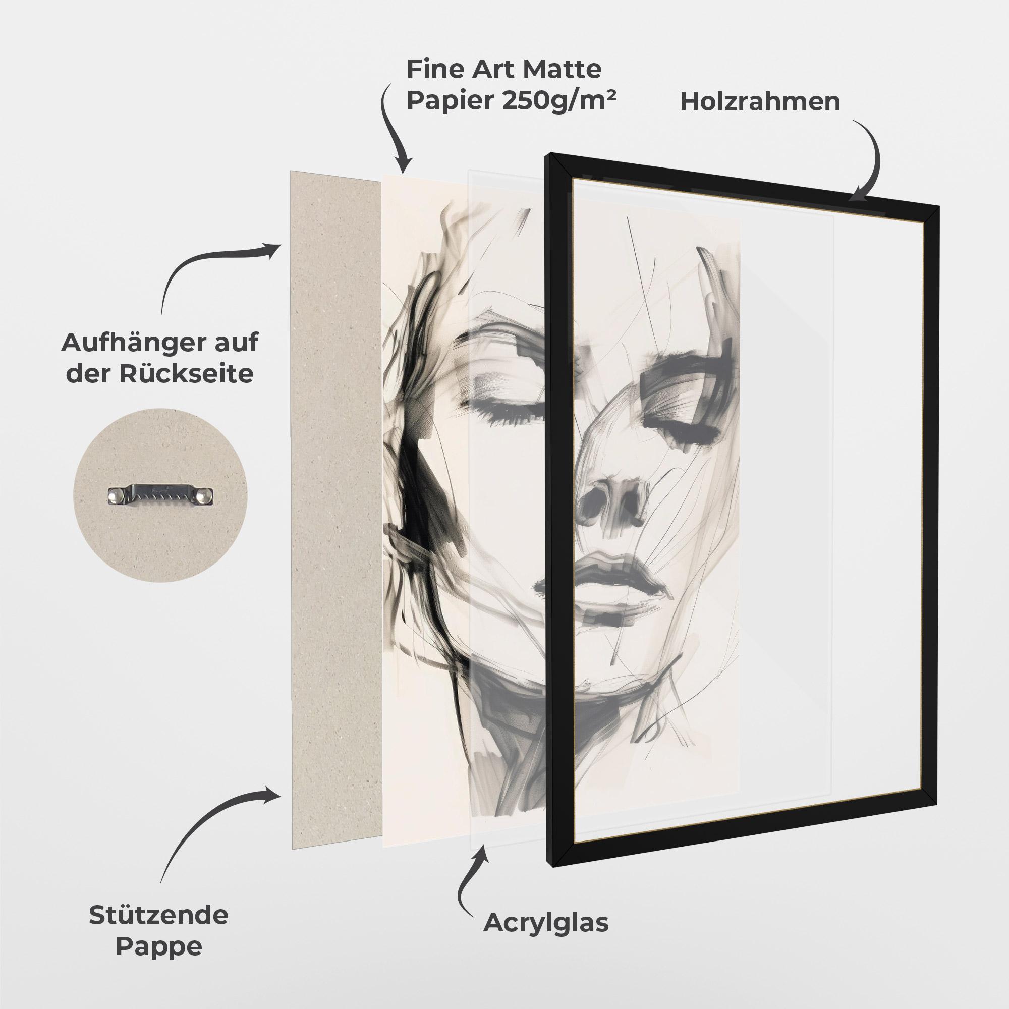 Gerahmte Poster Continuous Line Woman mockup 1