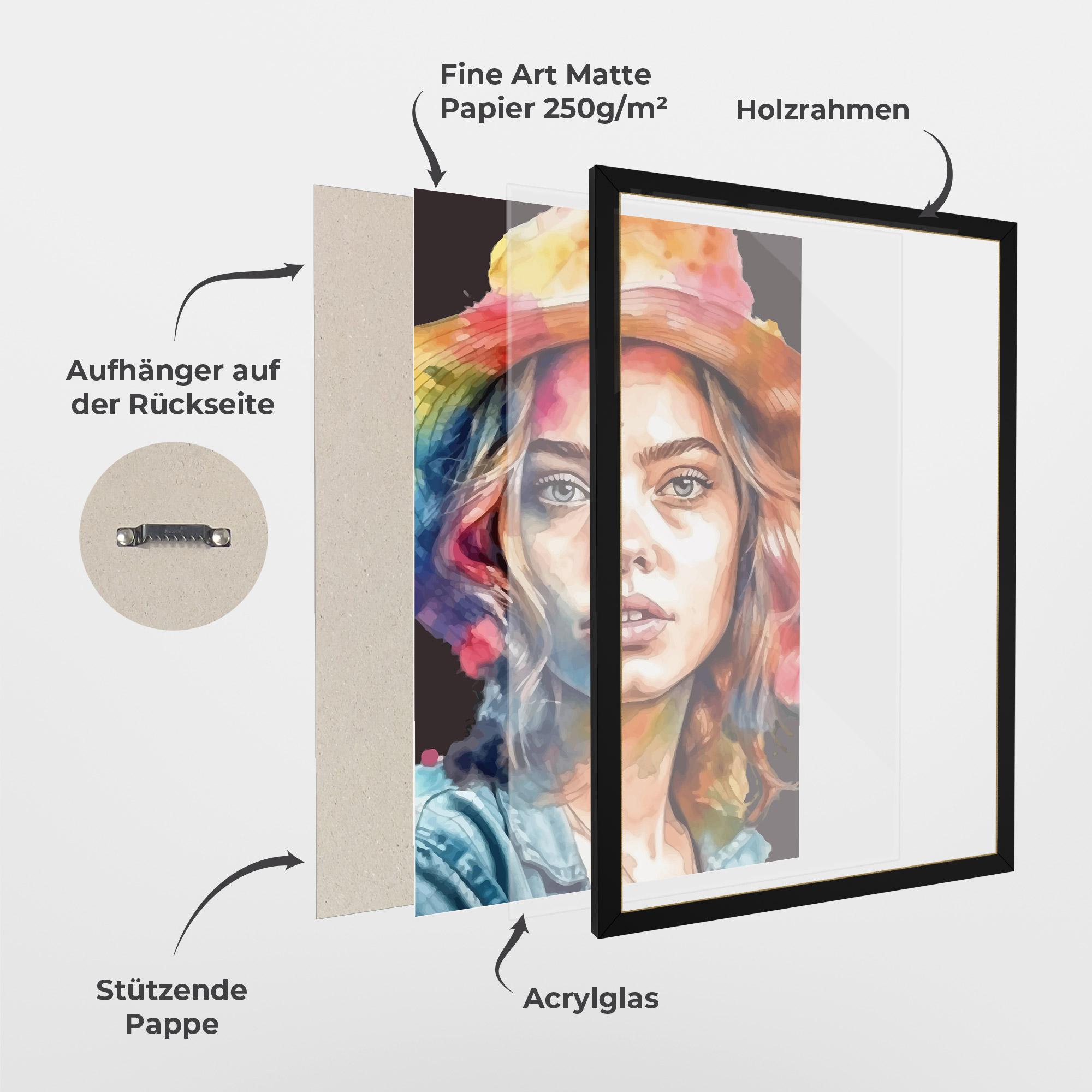 Gerahmte Poster Hat Portrait Girl mockup 1