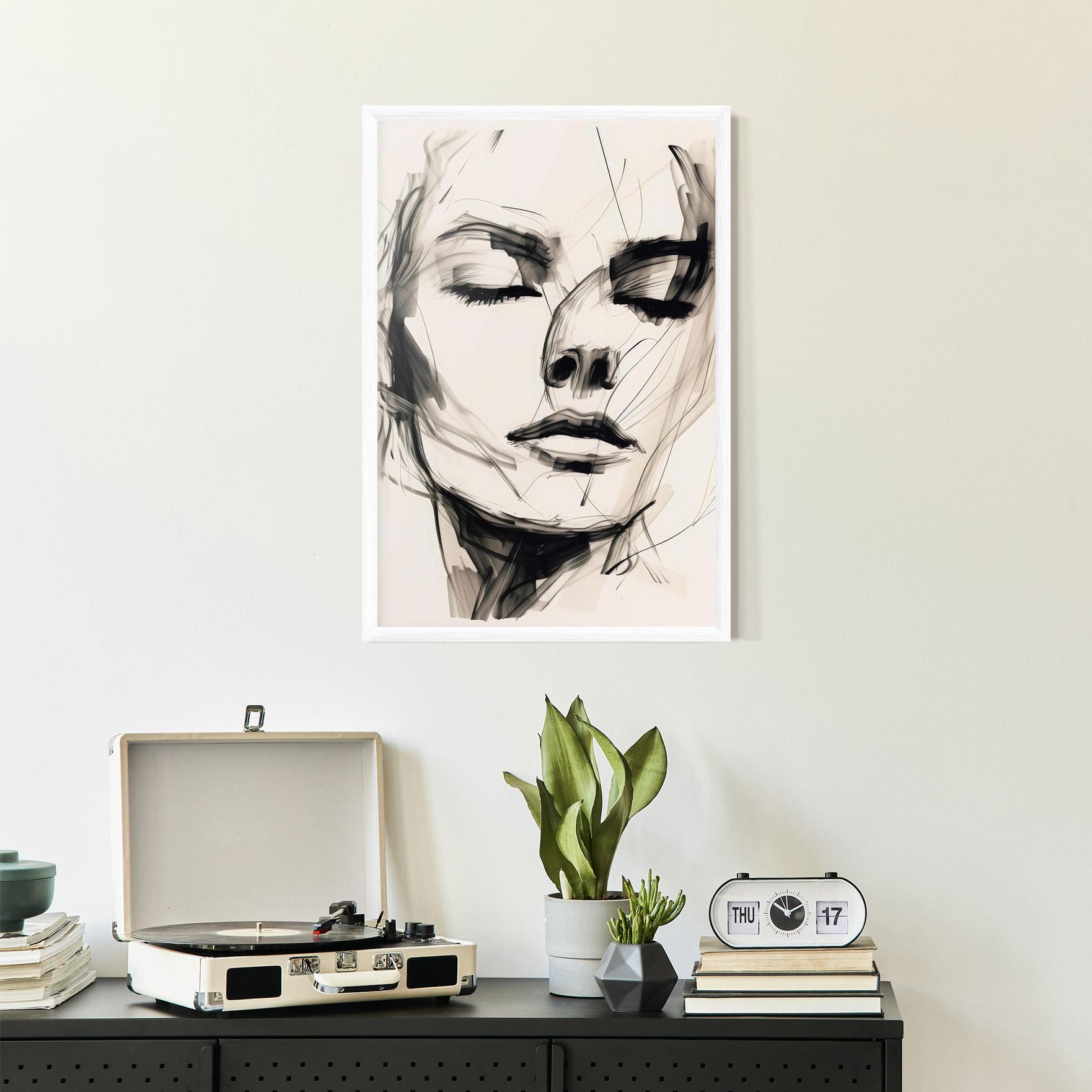 Gerahmte Poster Continuous Line Woman mockup 2