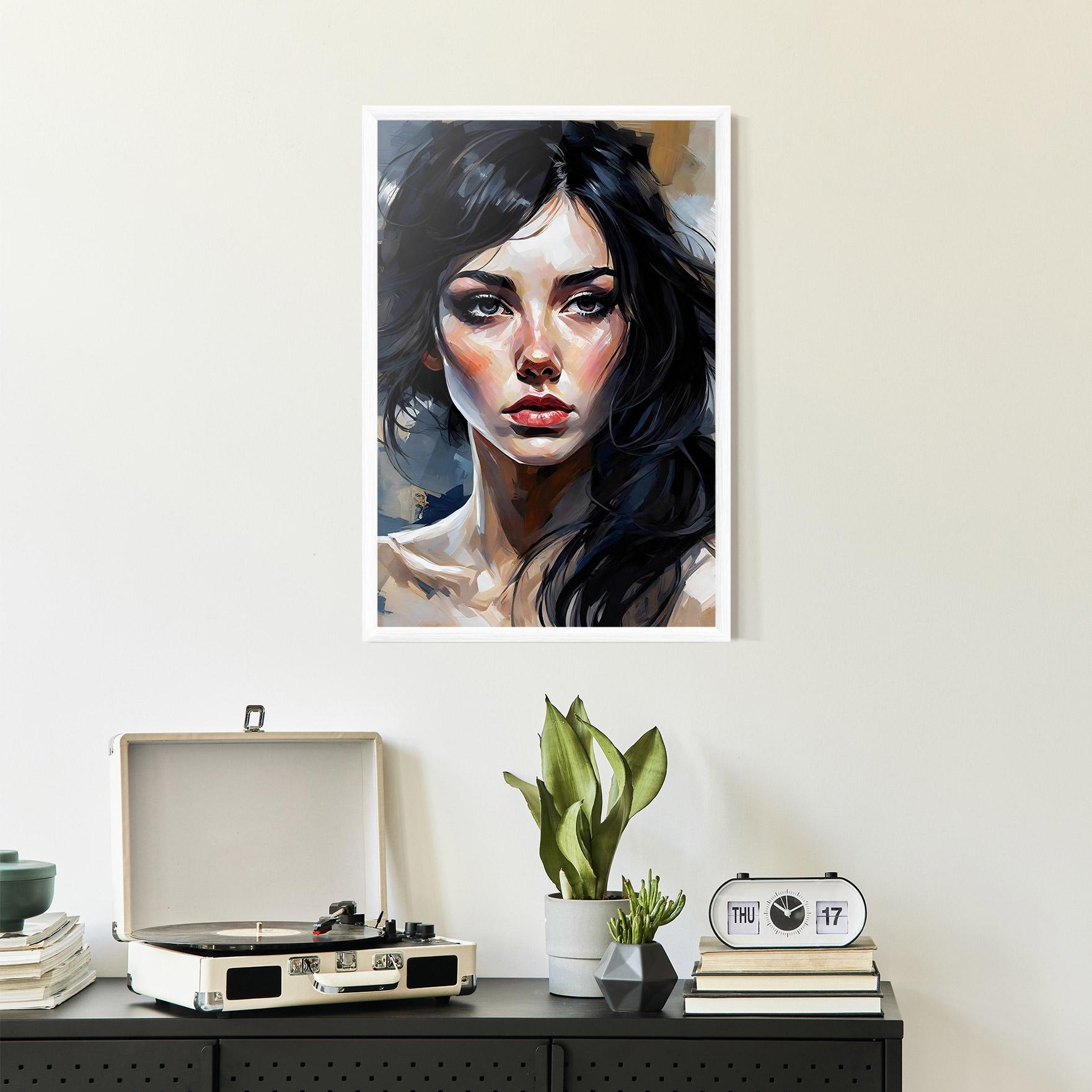Gerahmte Poster Long Black Hair Portrait mockup 2