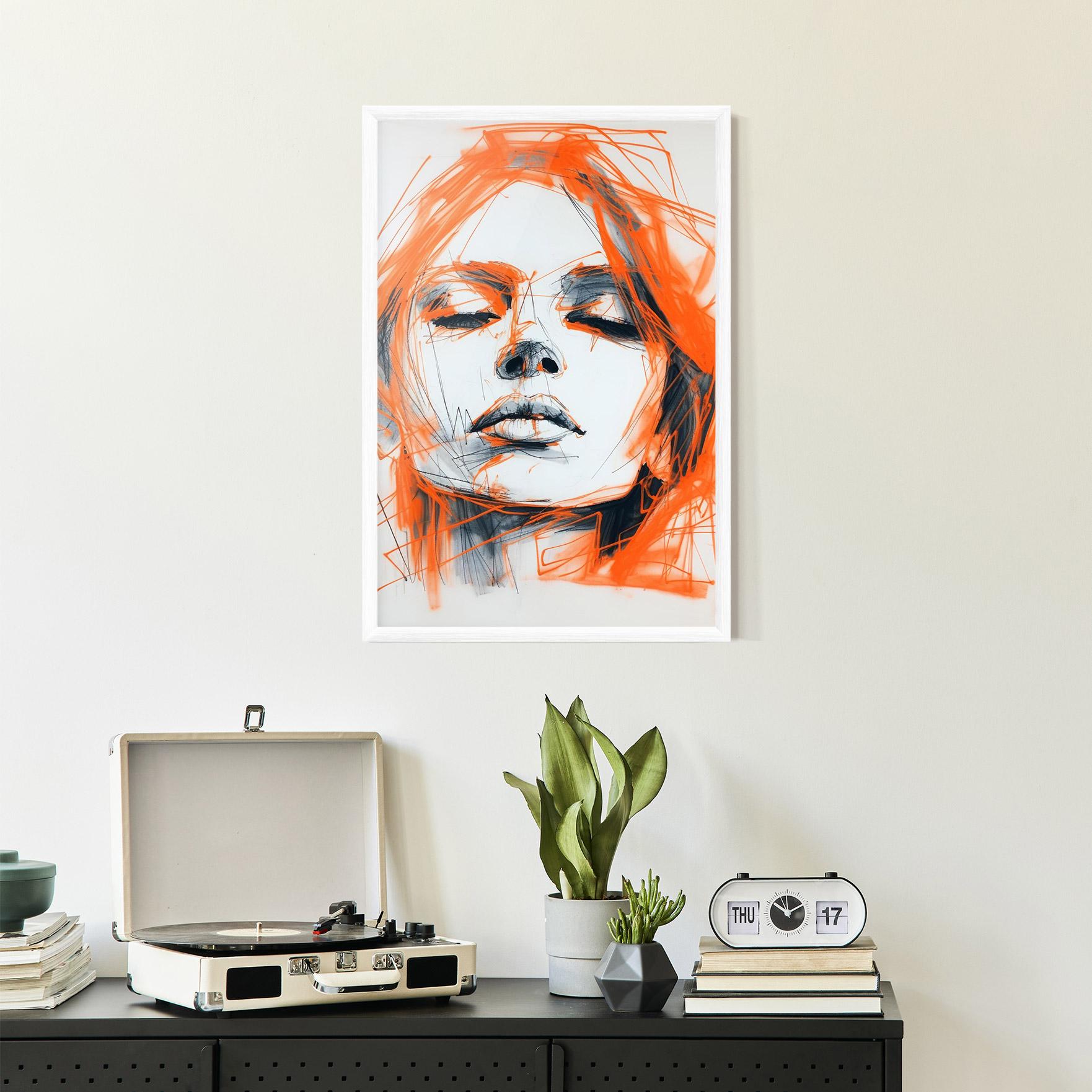 Gerahmte Poster Orange Ink Drawing mockup 2