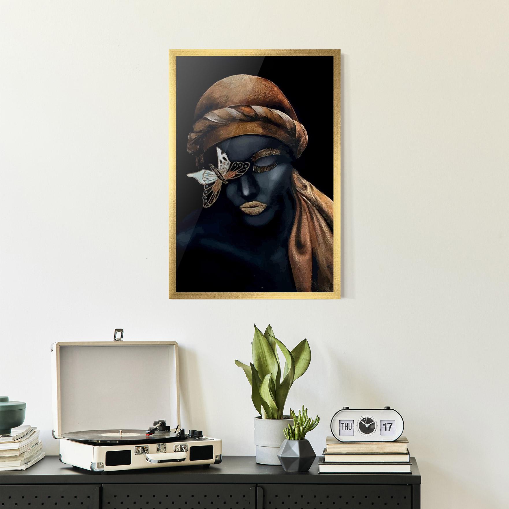 Gerahmte Poster Butterfly Lady mockup 2