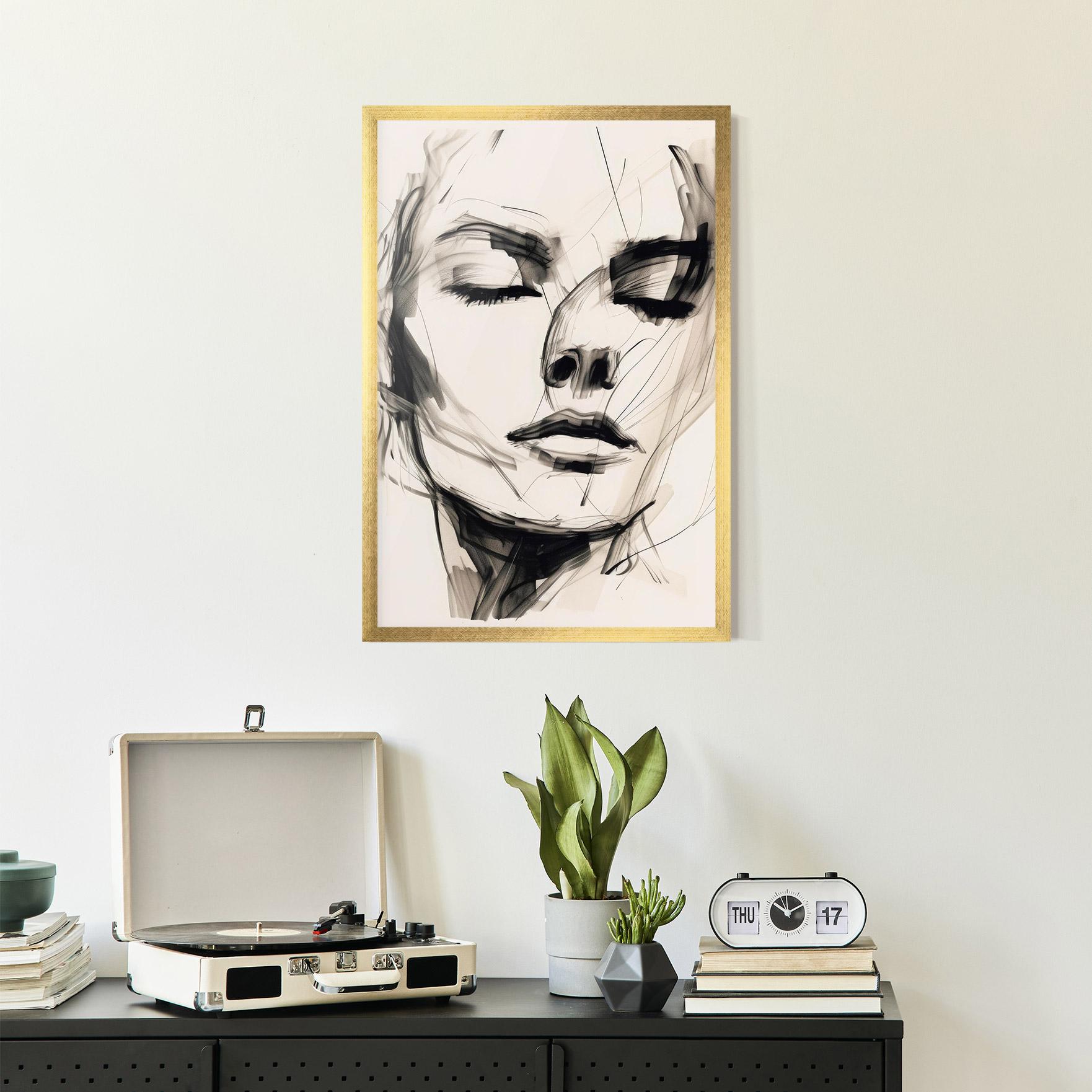 Gerahmte Poster Continuous Line Woman mockup 2