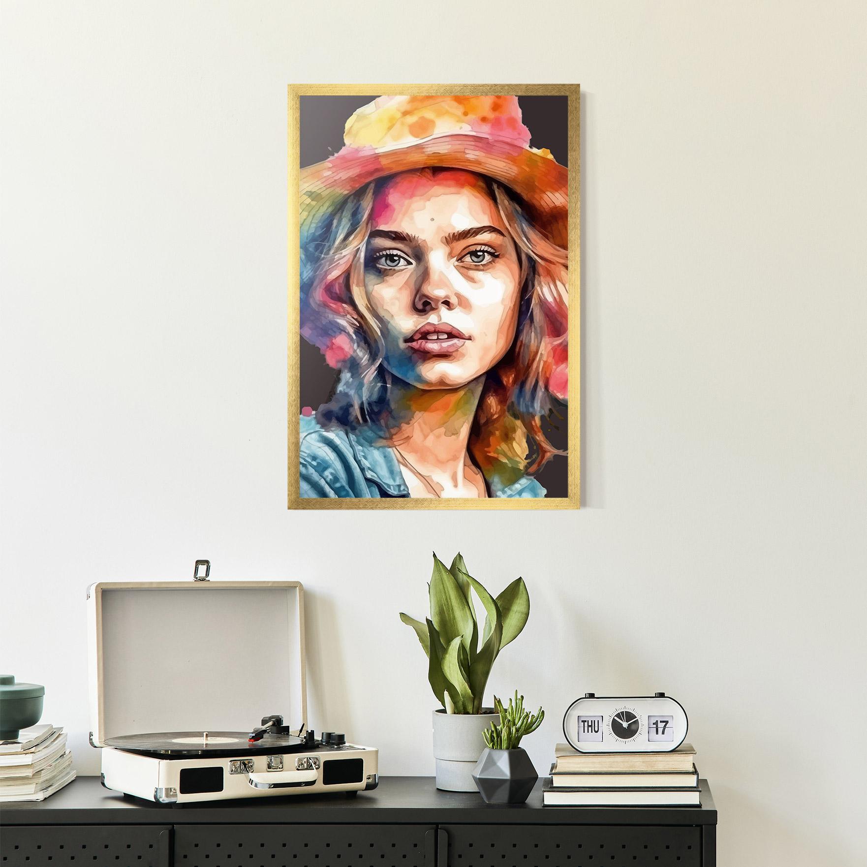 Gerahmte Poster Hat Portrait Girl mockup 2