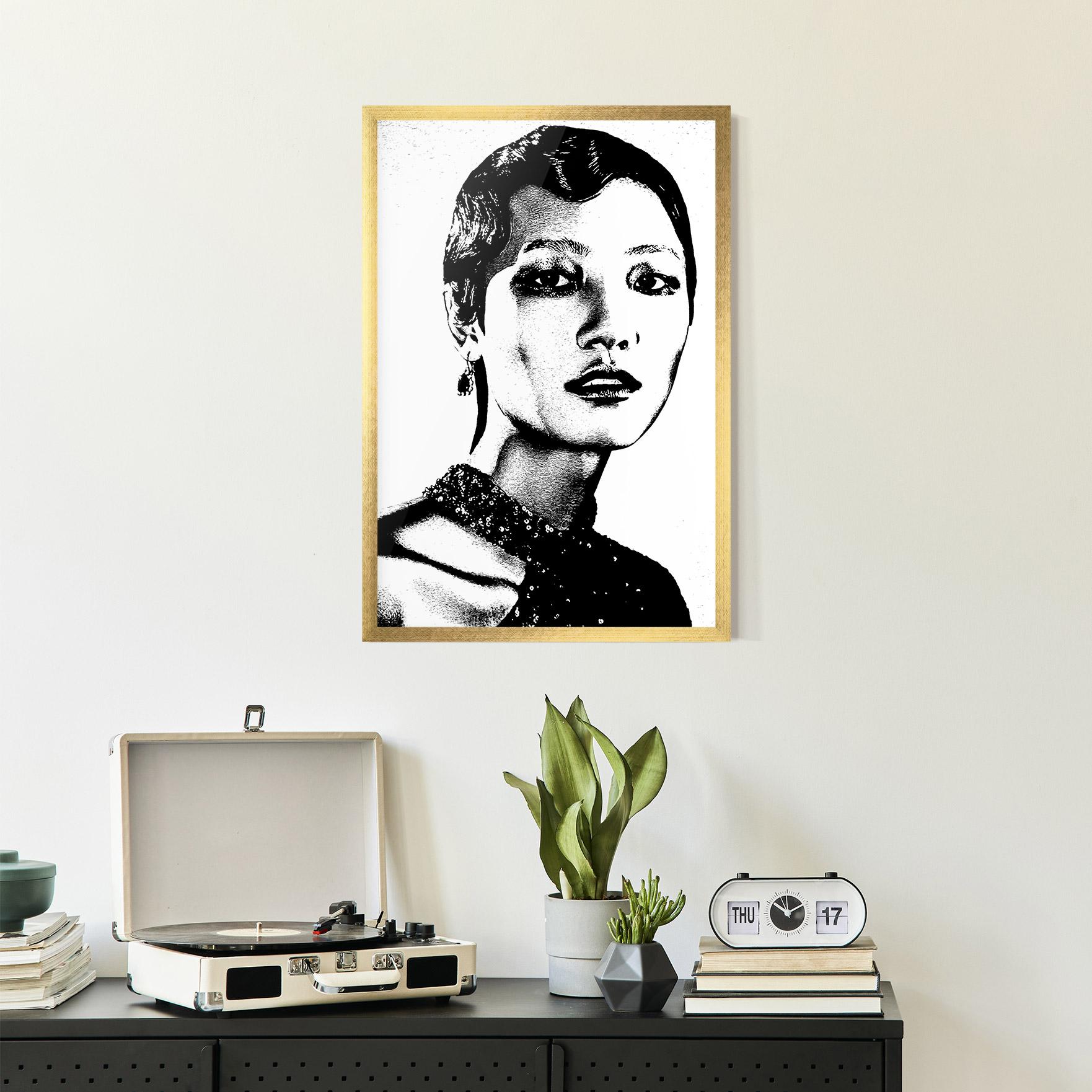 Gerahmte Poster White Black Portrait mockup 2