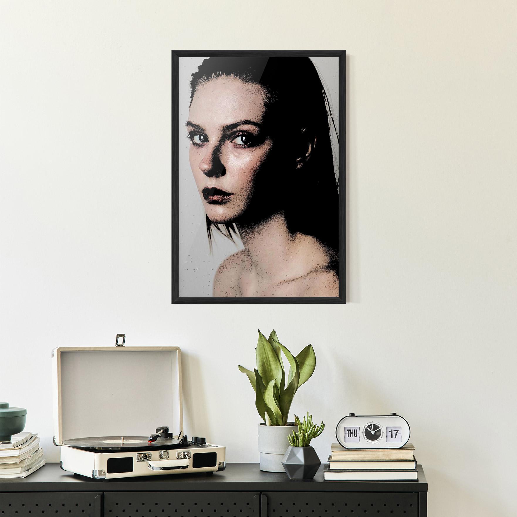 Gerahmte Poster Big Eyes Portrait mockup 2