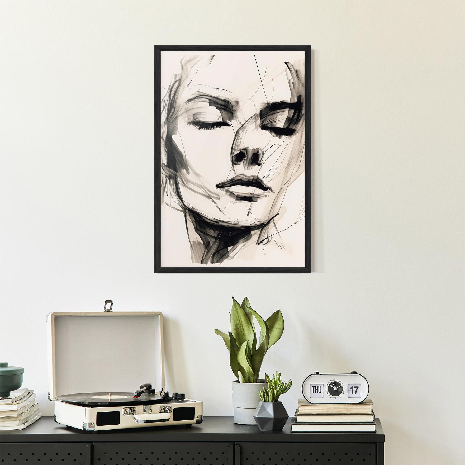 Gerahmte Poster Continuous Line Woman mockup 2