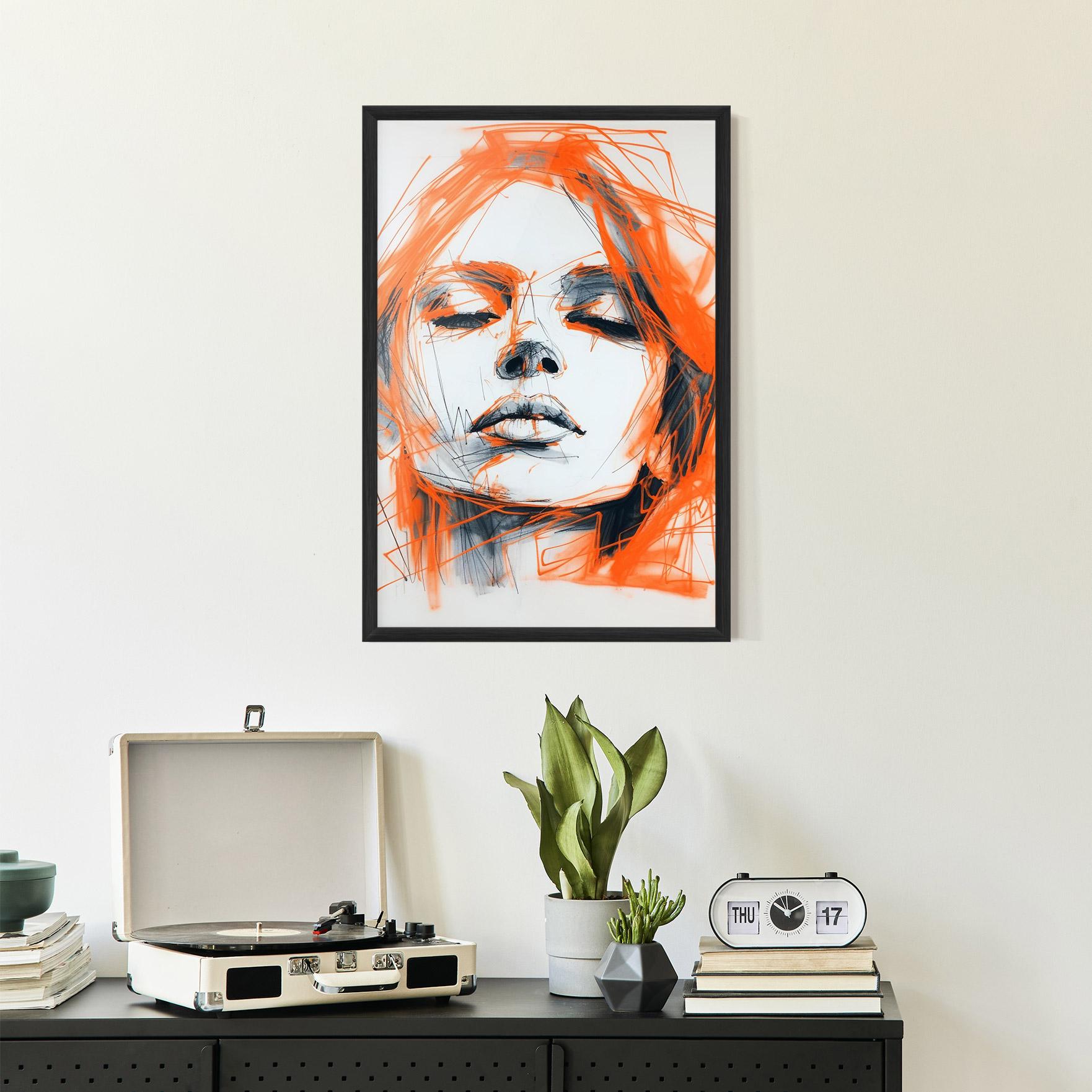 Gerahmte Poster Orange Ink Drawing mockup 2