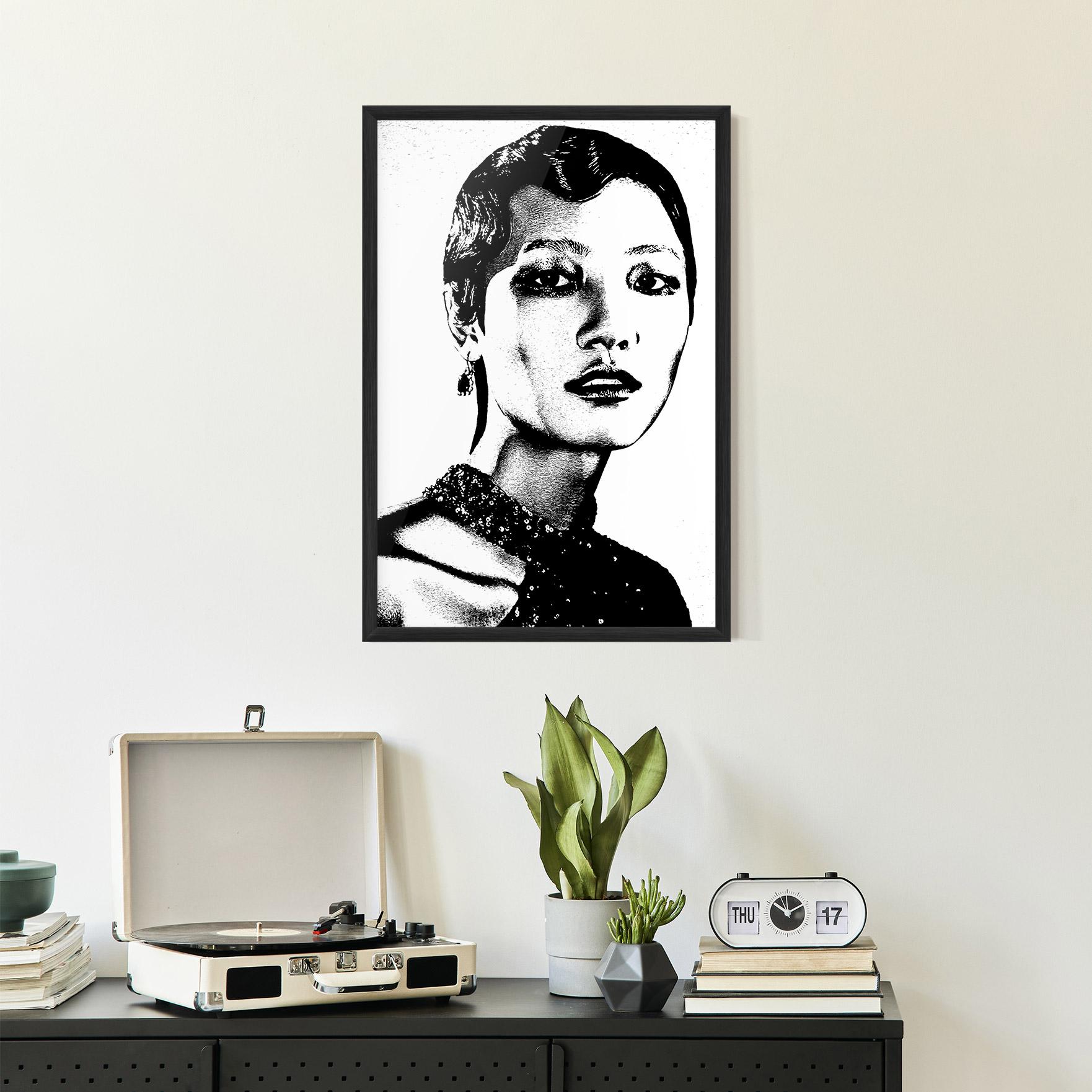 Gerahmte Poster White Black Portrait mockup 2