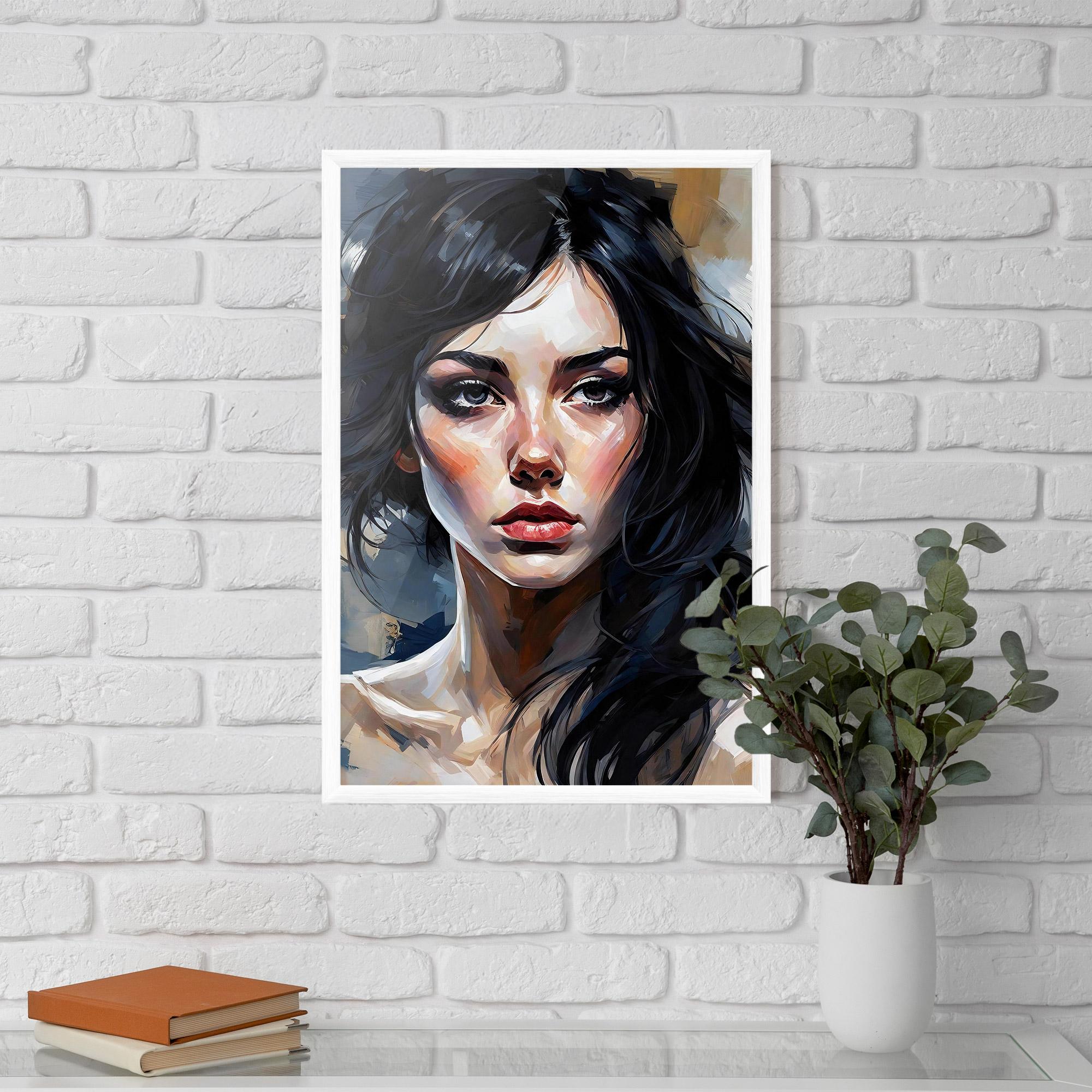 Gerahmte Poster Long Black Hair Portrait mockup 5