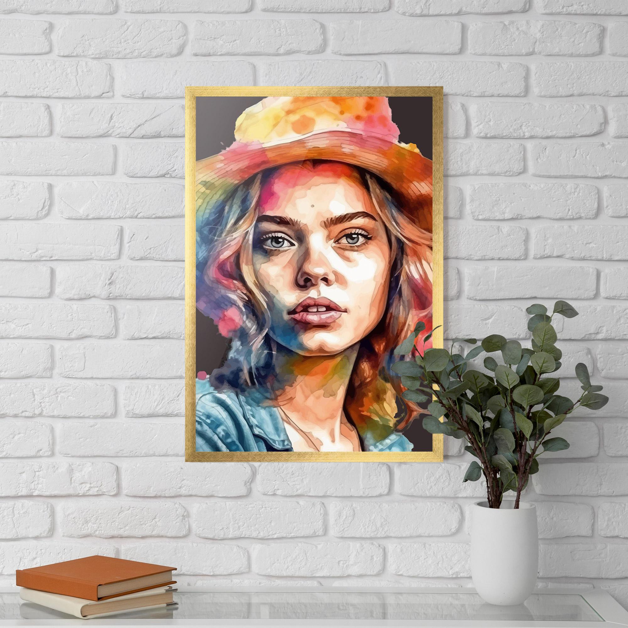 Gerahmte Poster Hat Portrait Girl mockup 5