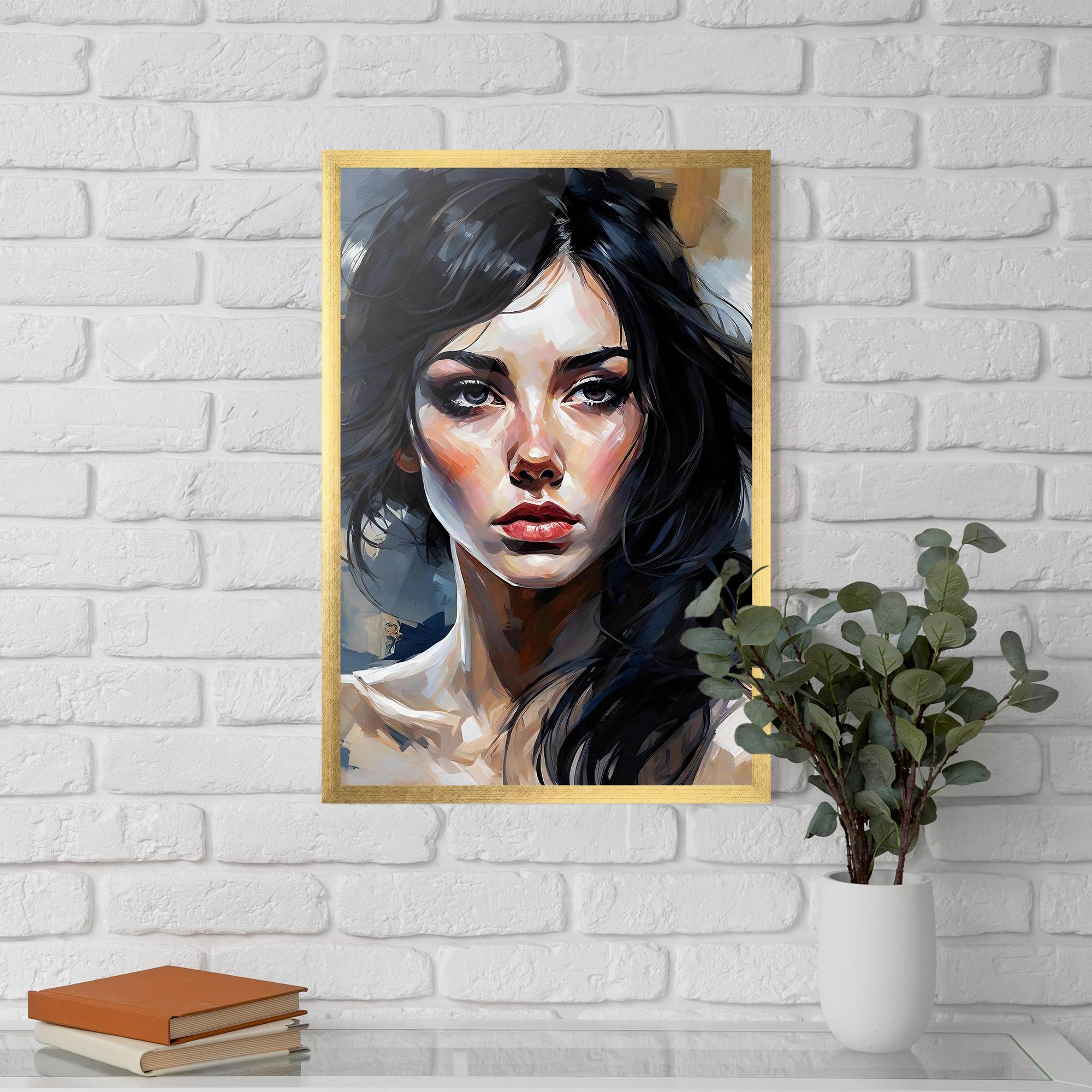 Gerahmte Poster Long Black Hair Portrait mockup 5