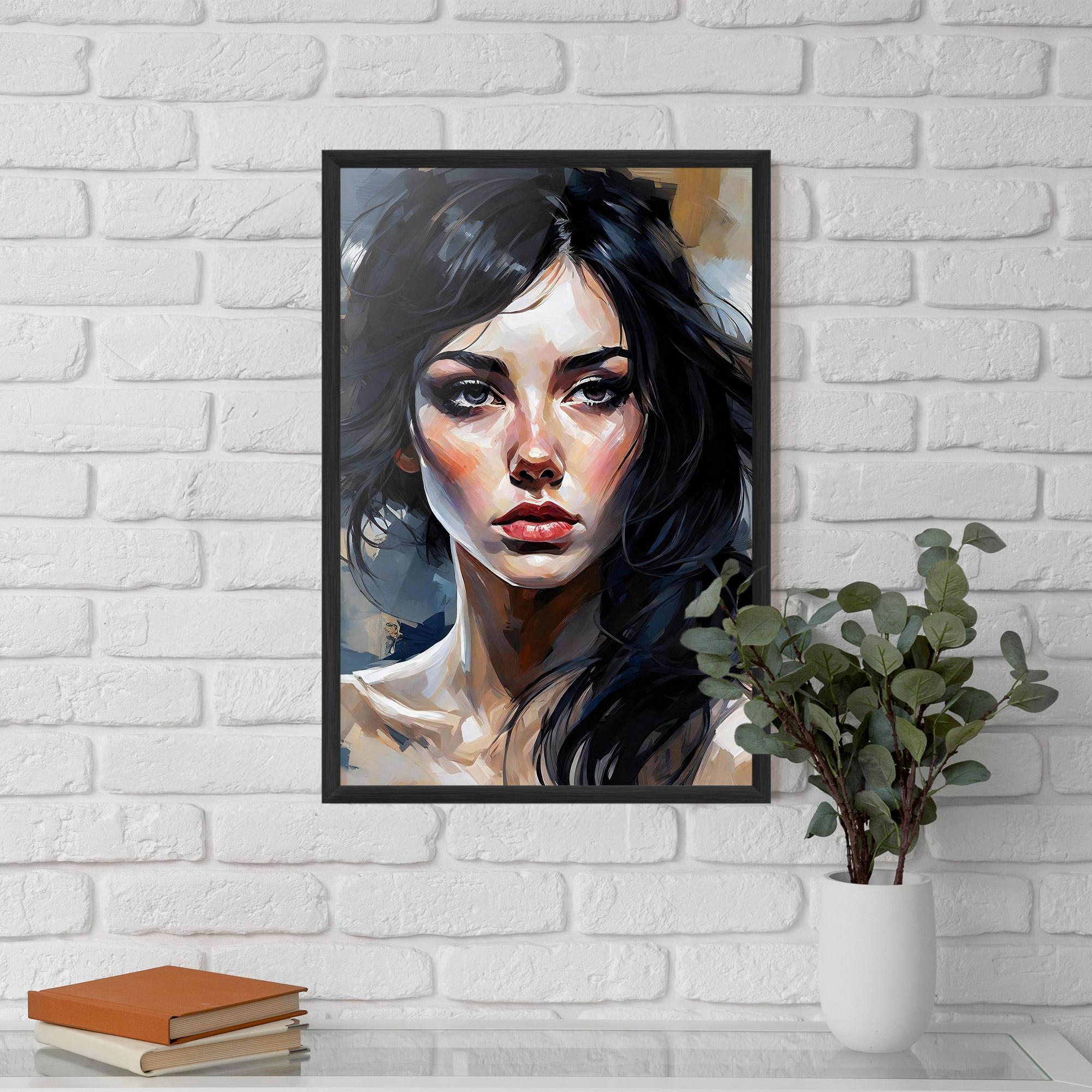Gerahmte Poster Long Black Hair Portrait mockup 5