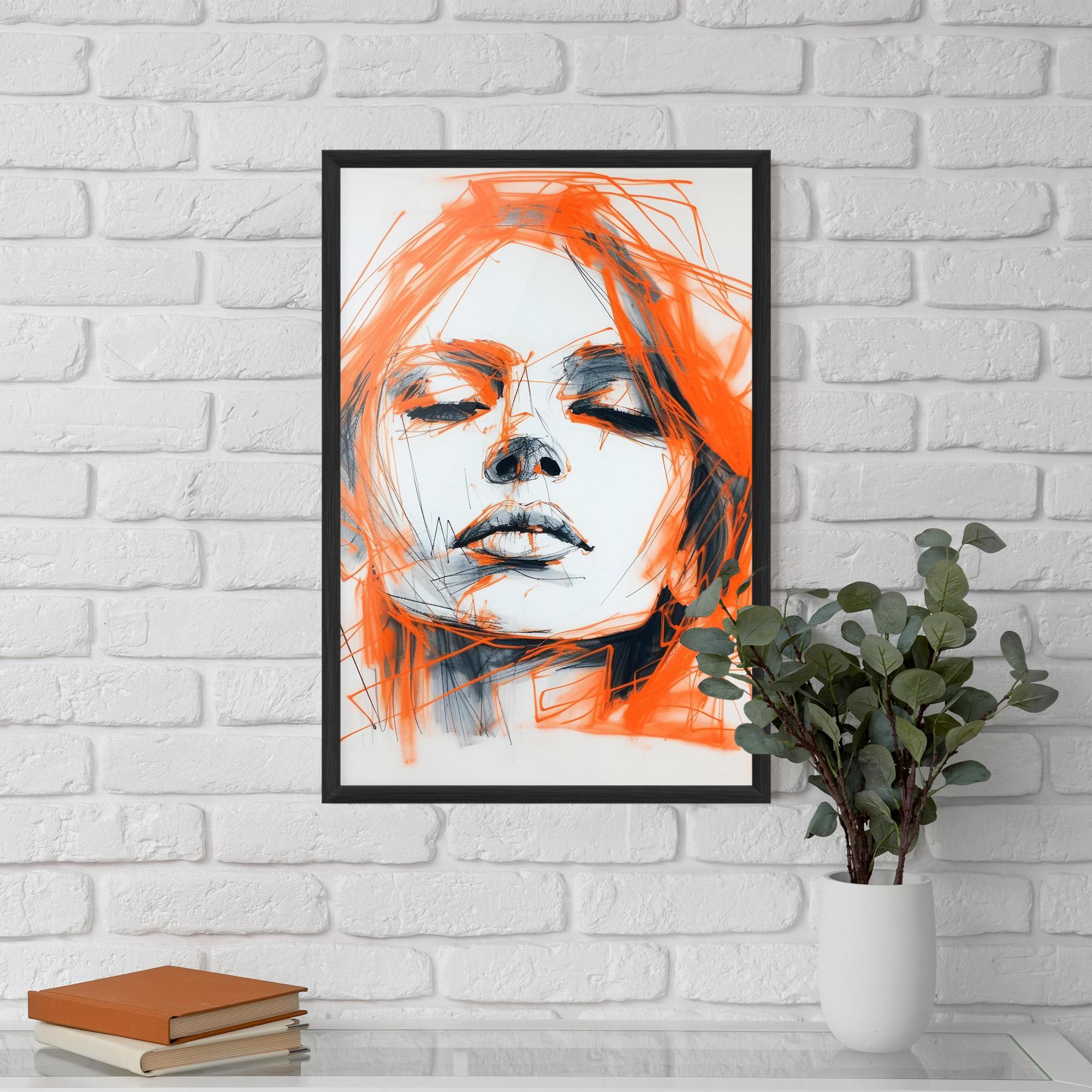 Gerahmte Poster Orange Ink Drawing mockup 5