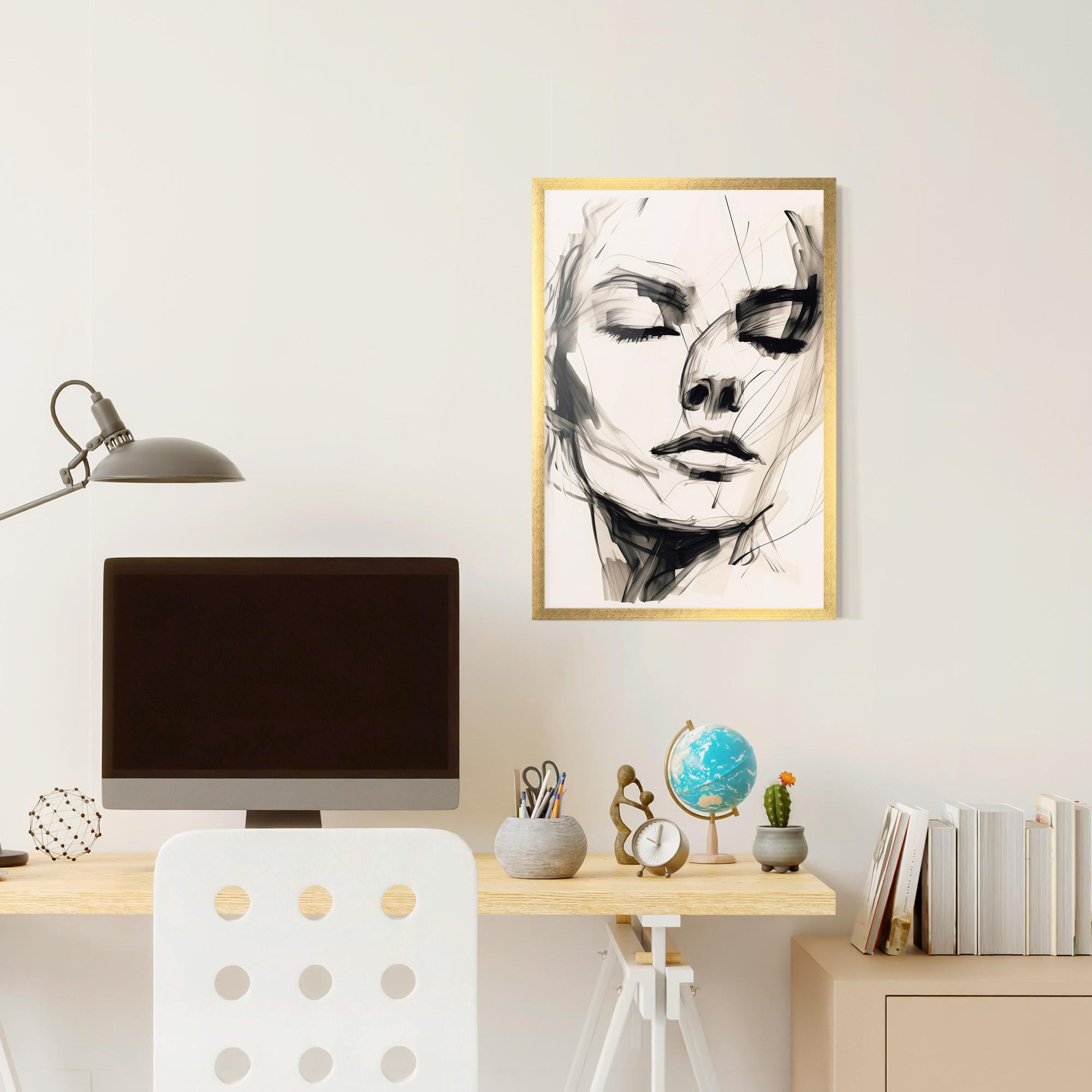 Gerahmte Poster Continuous Line Woman mockup 6