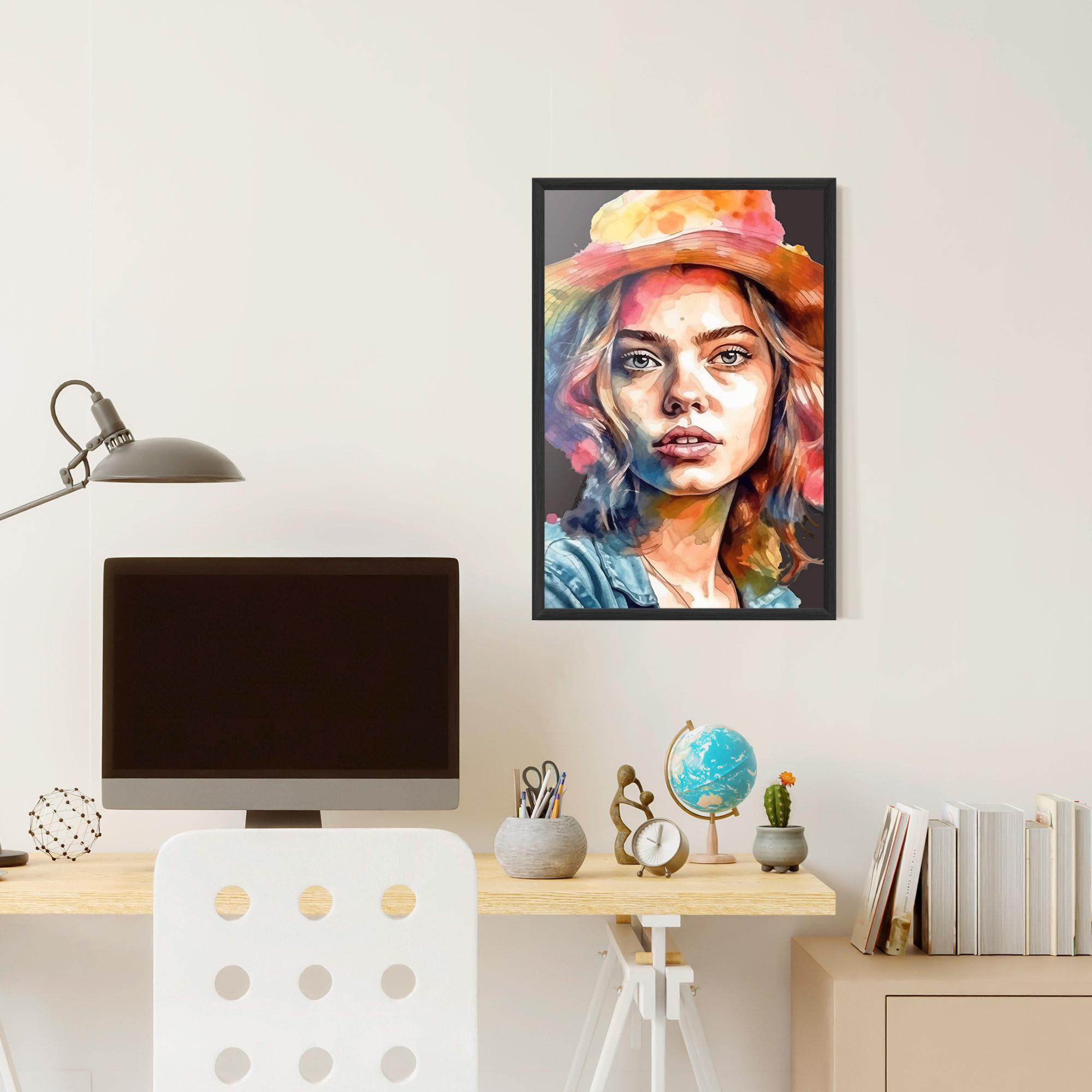 Gerahmte Poster Hat Portrait Girl mockup 6
