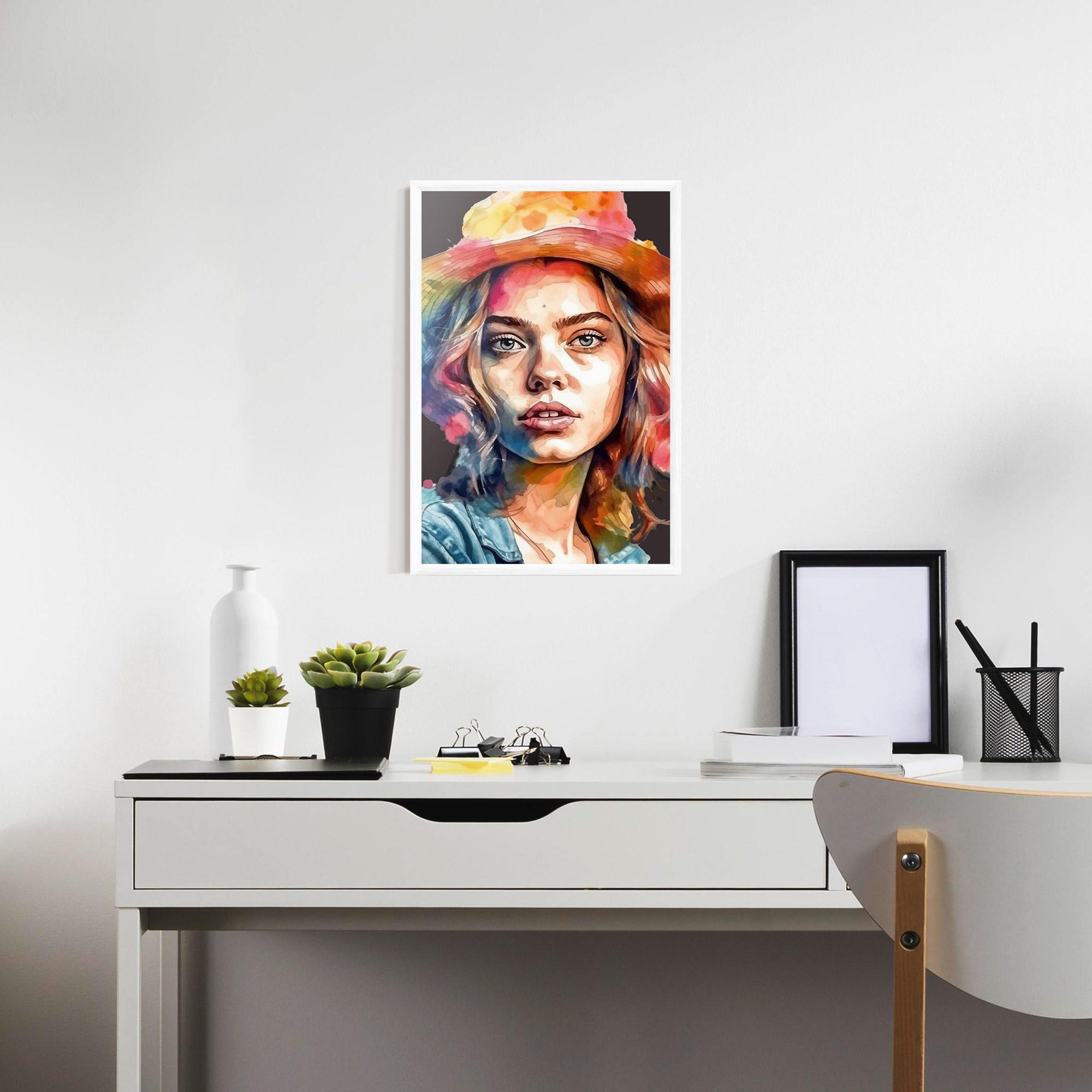 Gerahmte Poster Hat Portrait Girl mockup 7