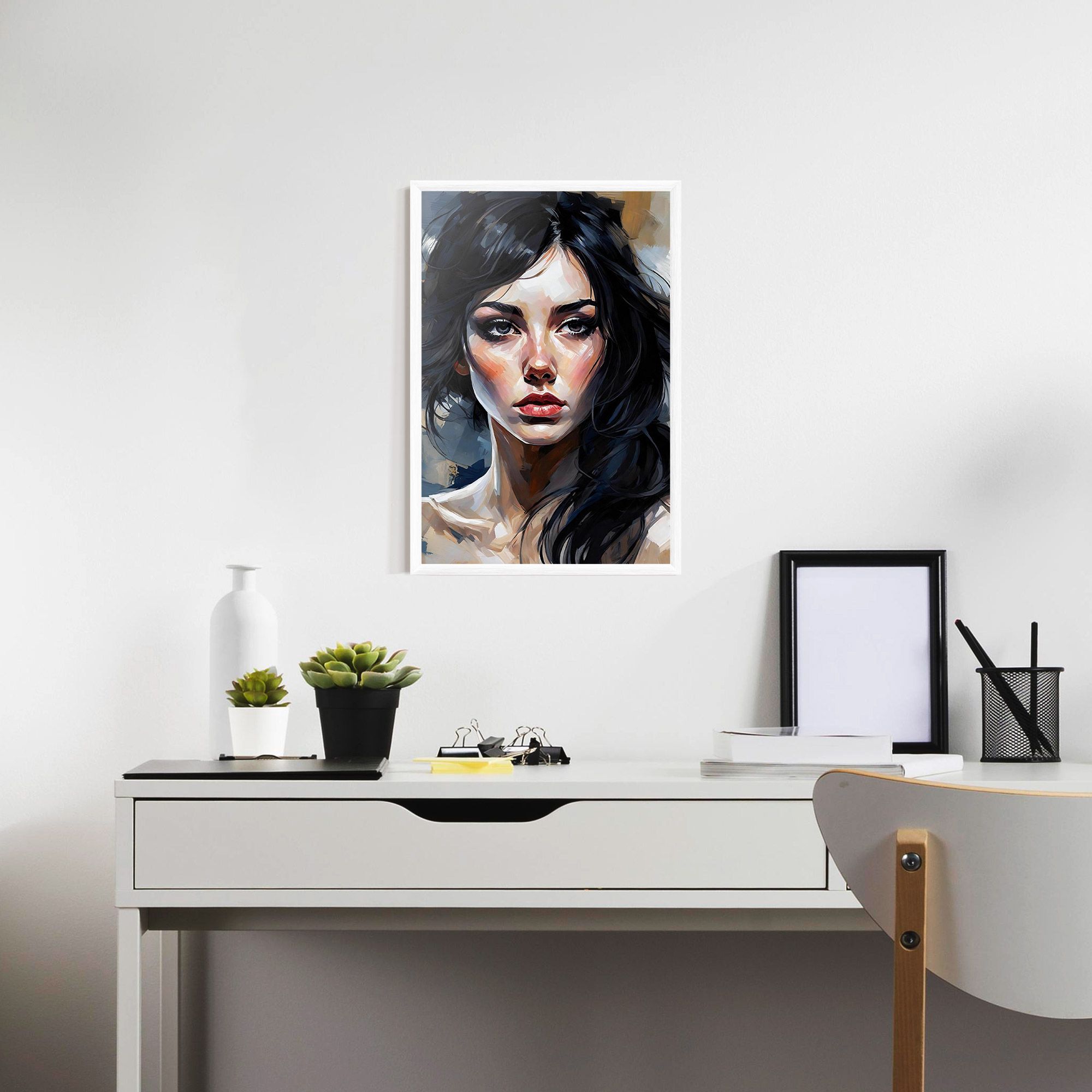 Long Black Hair Portrait mockup 7