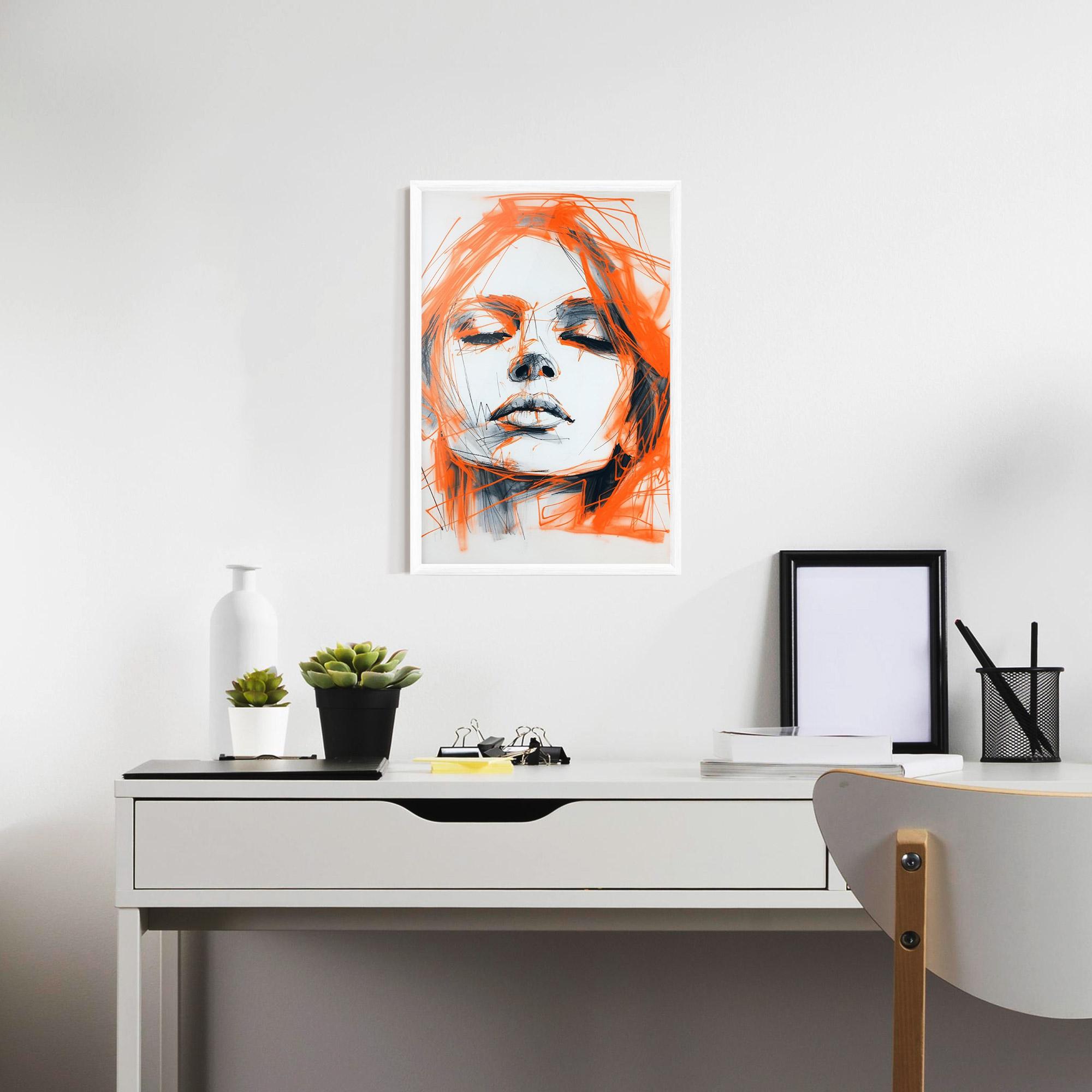 Gerahmte Poster Orange Ink Drawing mockup 7