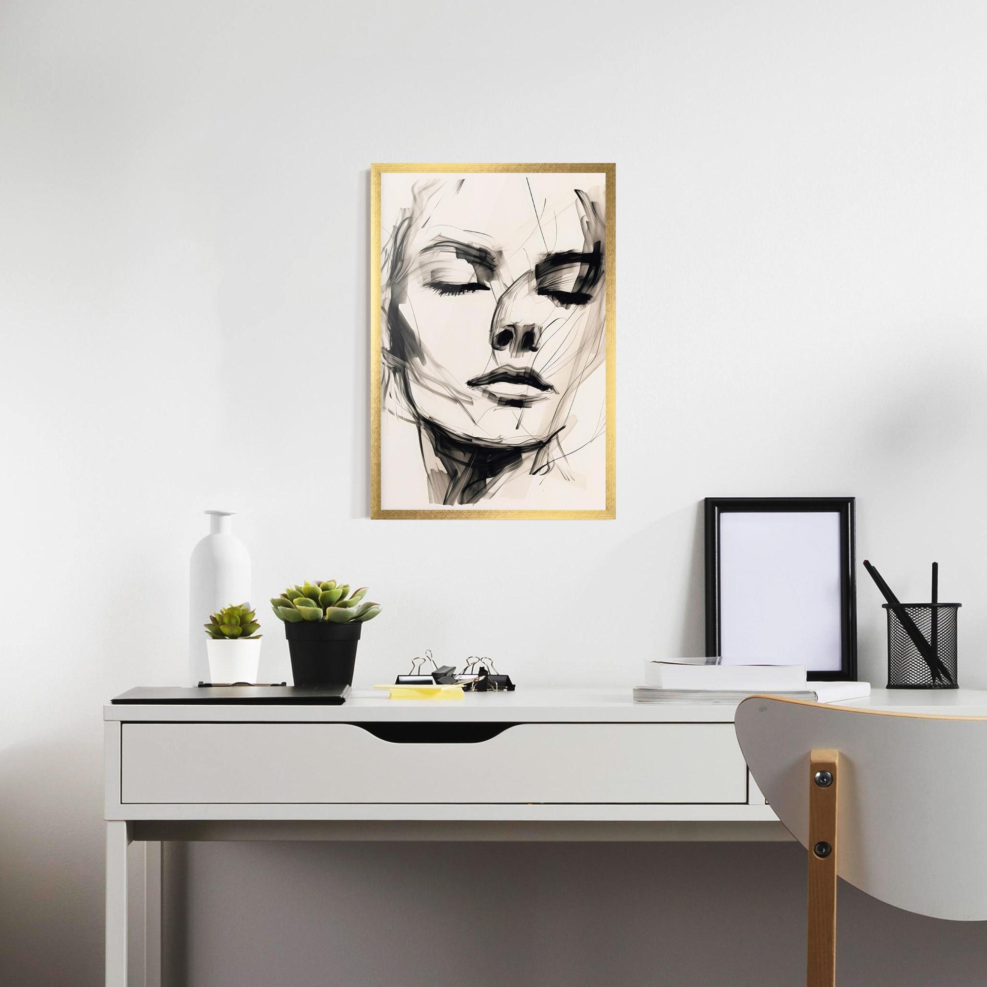 Gerahmte Poster Continuous Line Woman mockup 7