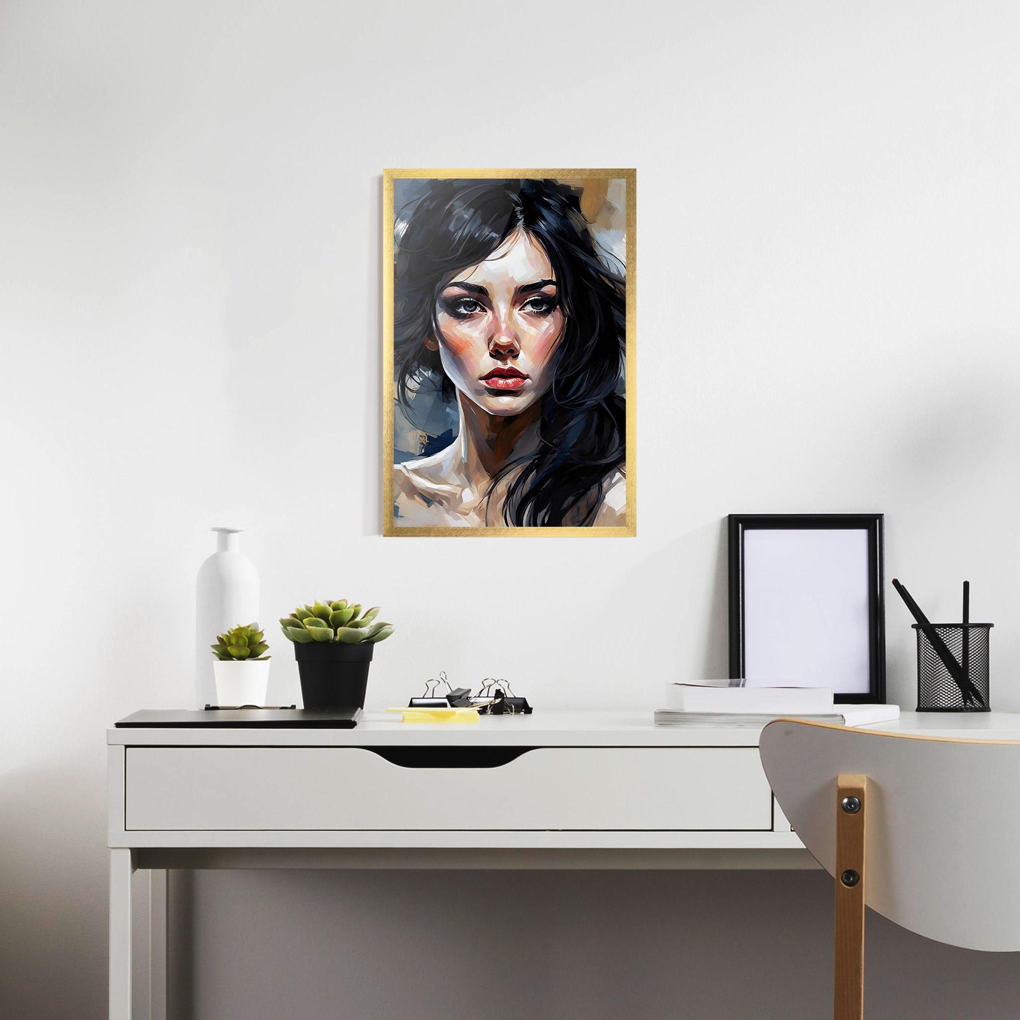 Gerahmte Poster Long Black Hair Portrait mockup 7