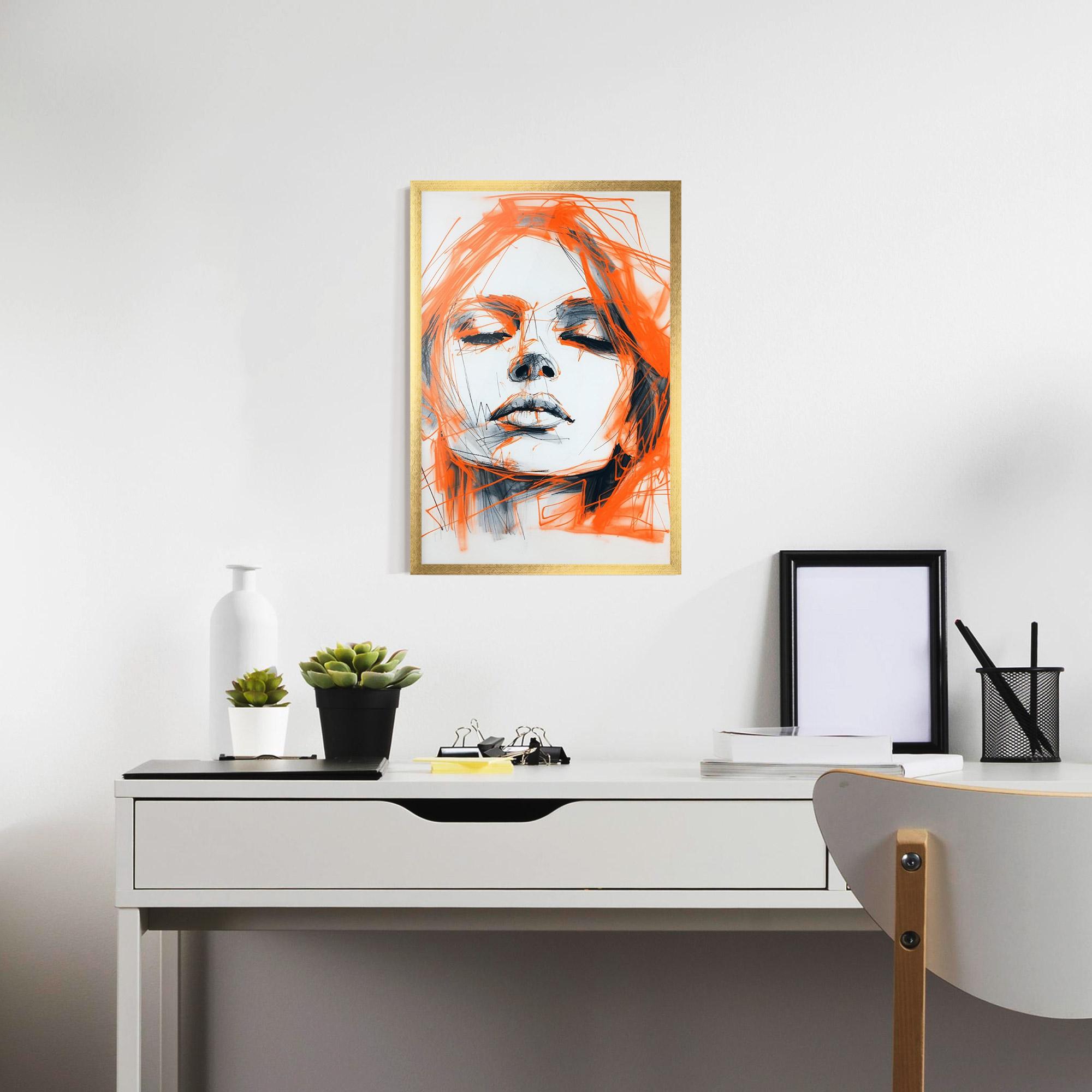 Gerahmte Poster Orange Ink Drawing mockup 7