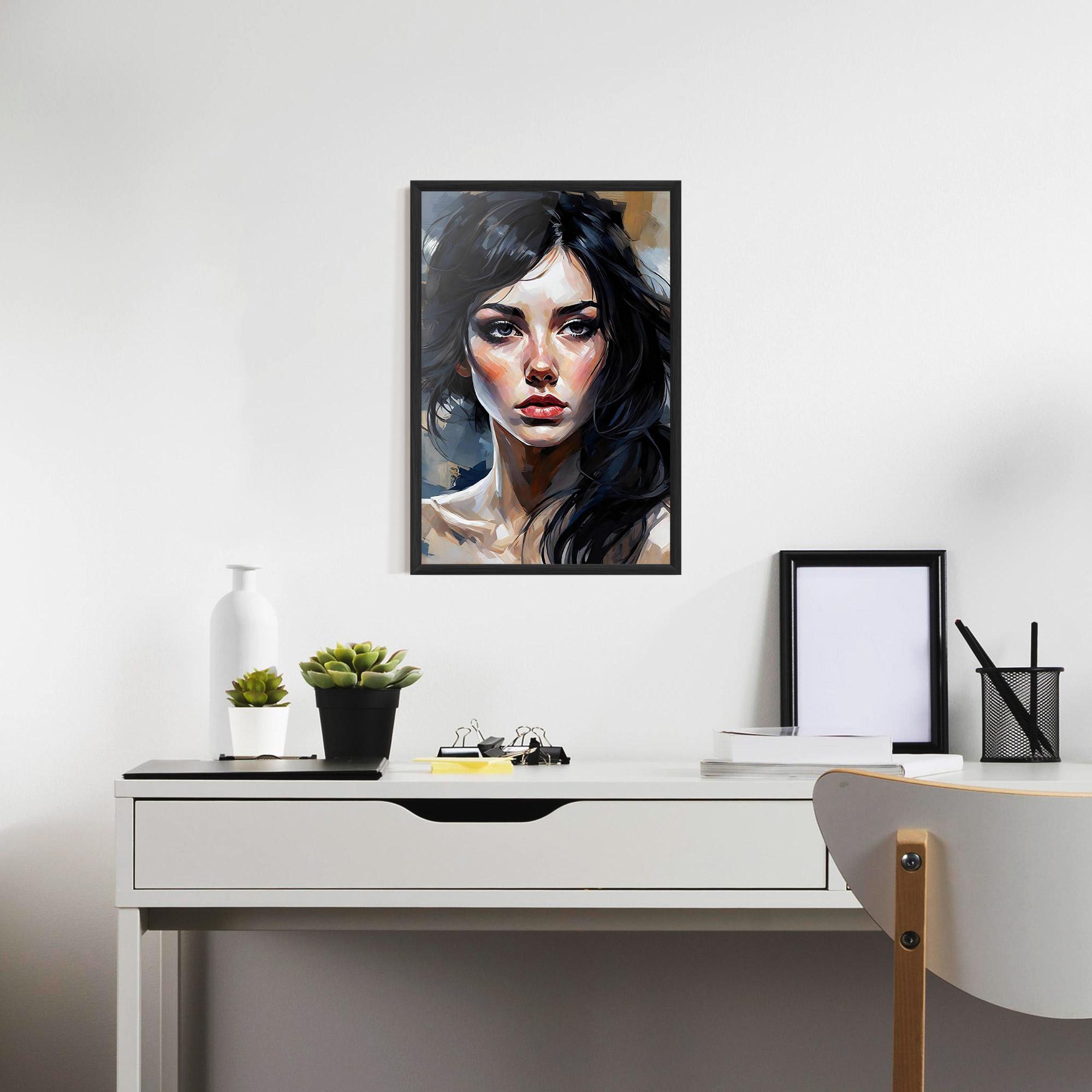 Gerahmte Poster Long Black Hair Portrait mockup 7
