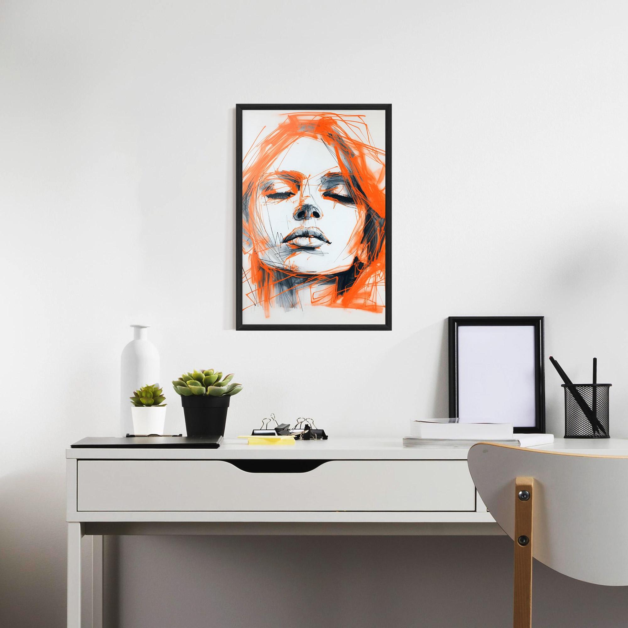 Gerahmte Poster Orange Ink Drawing mockup 7