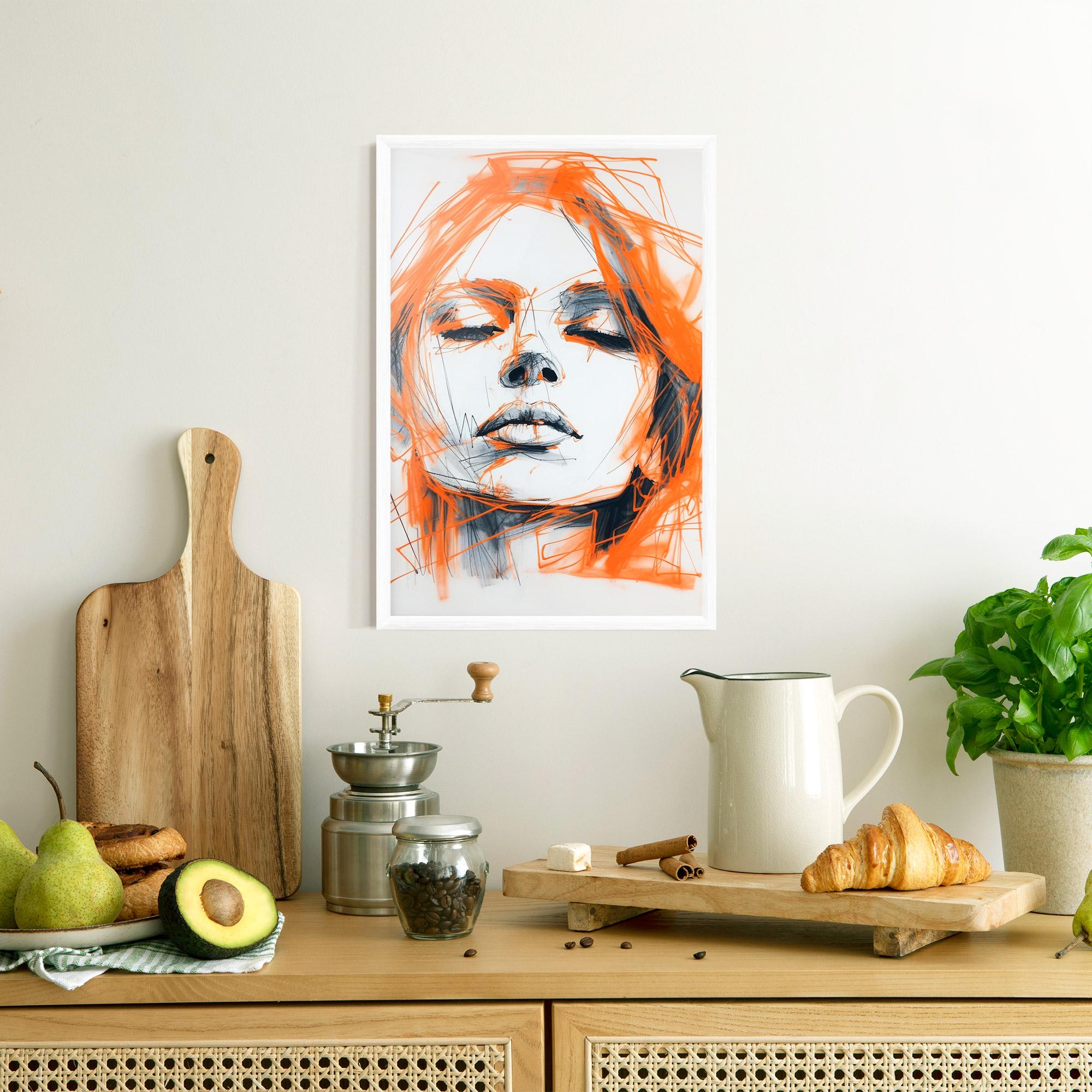 Gerahmte Poster Orange Ink Drawing mockup 8