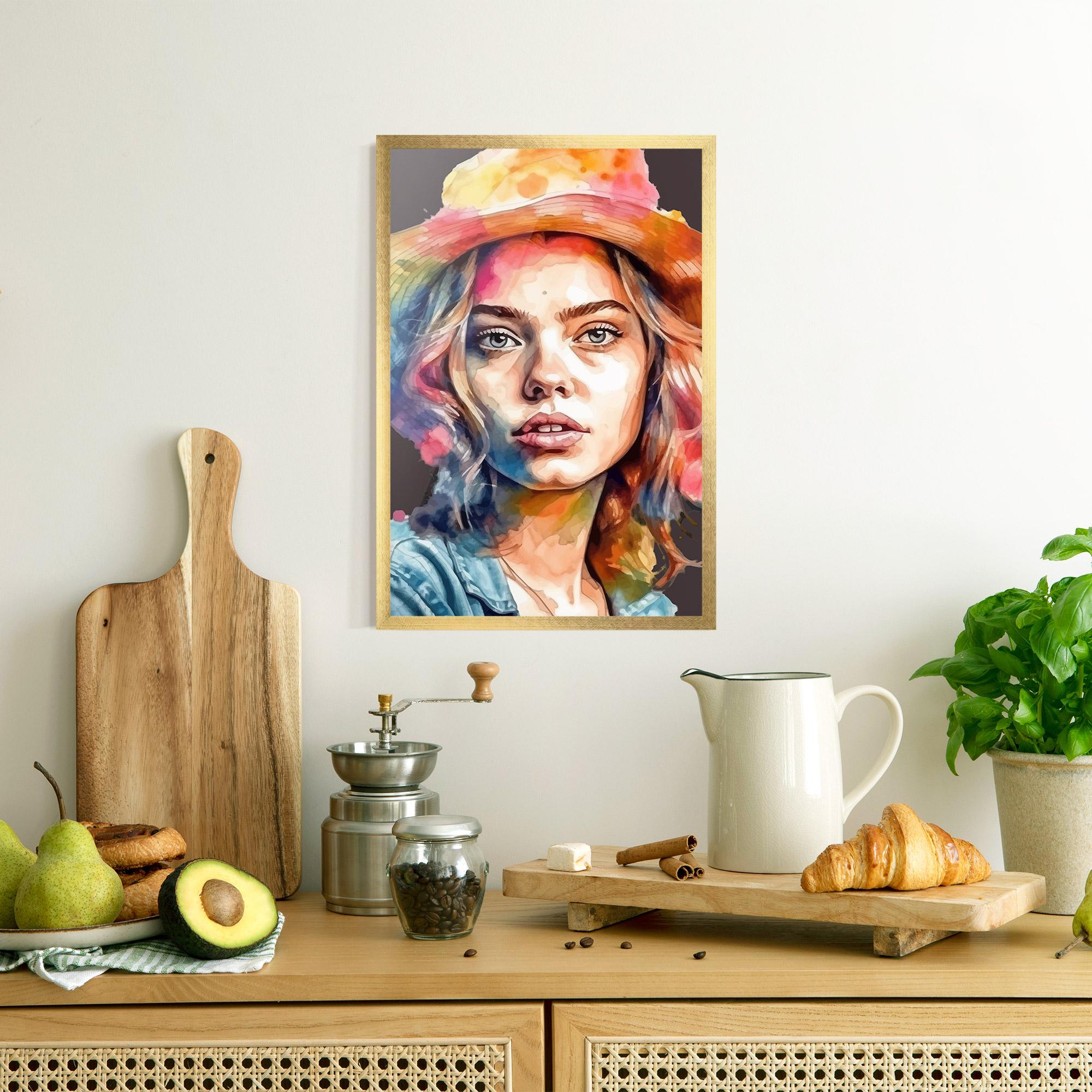 Gerahmte Poster Hat Portrait Girl mockup 8