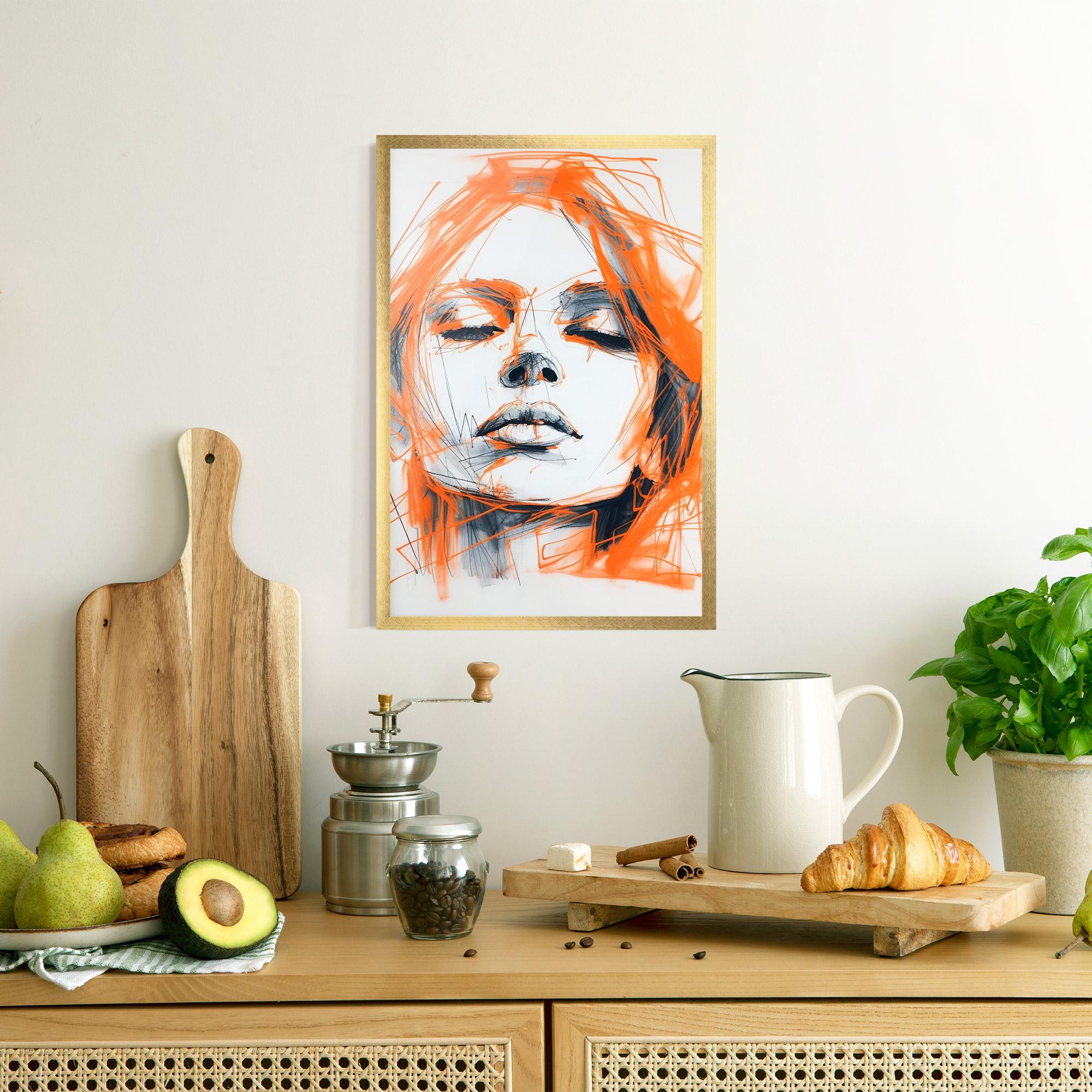 Gerahmte Poster Orange Ink Drawing mockup 8