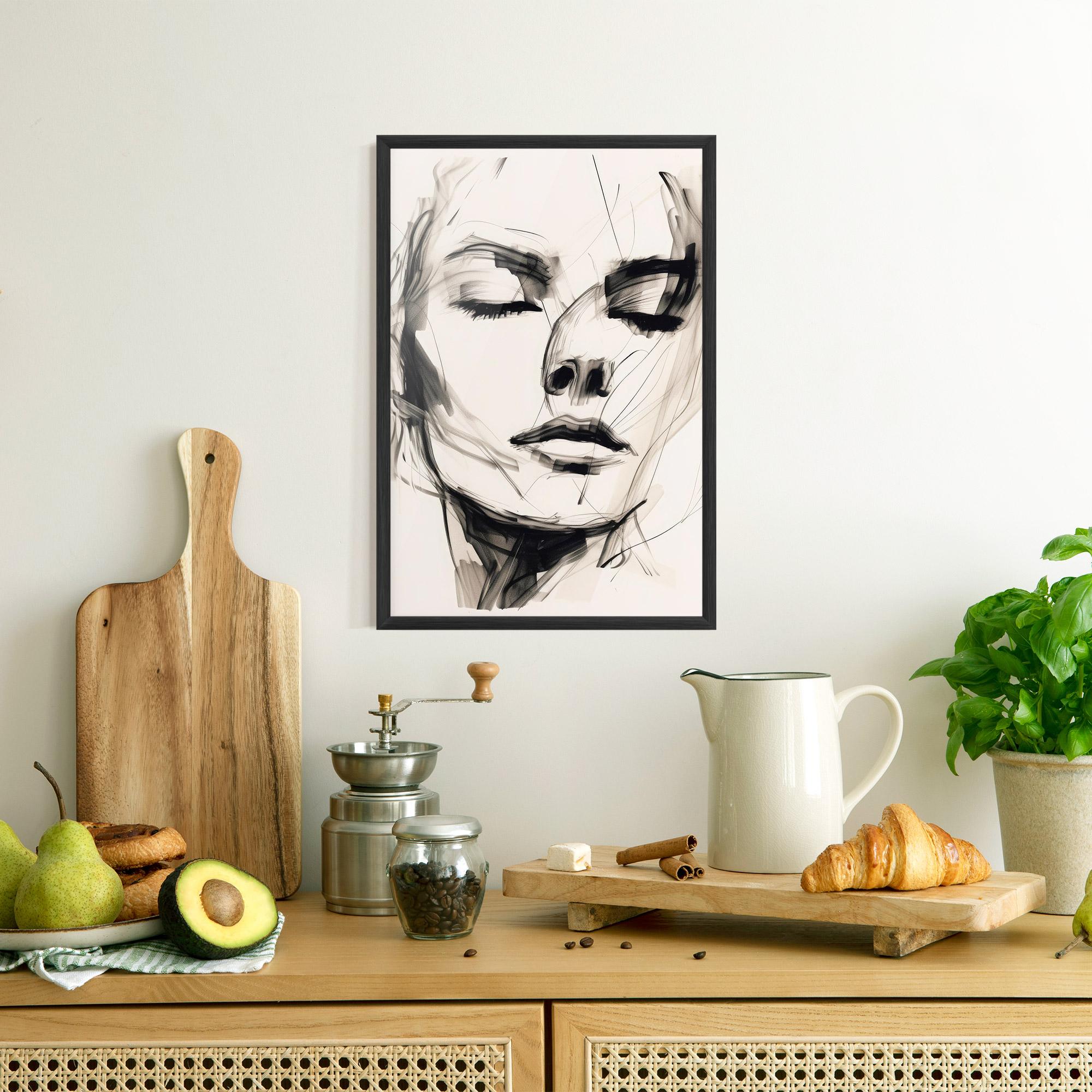 Gerahmte Poster Continuous Line Woman mockup 8