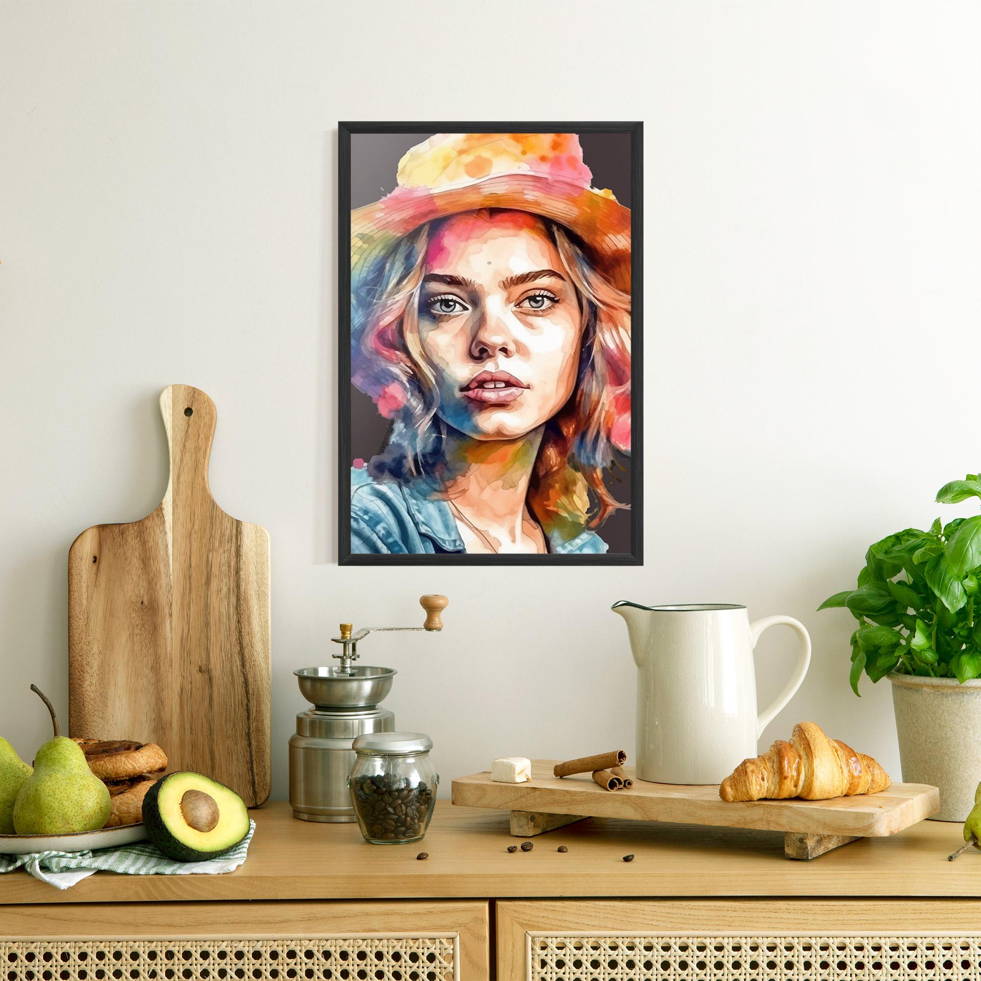 Gerahmte Poster Hat Portrait Girl mockup 8