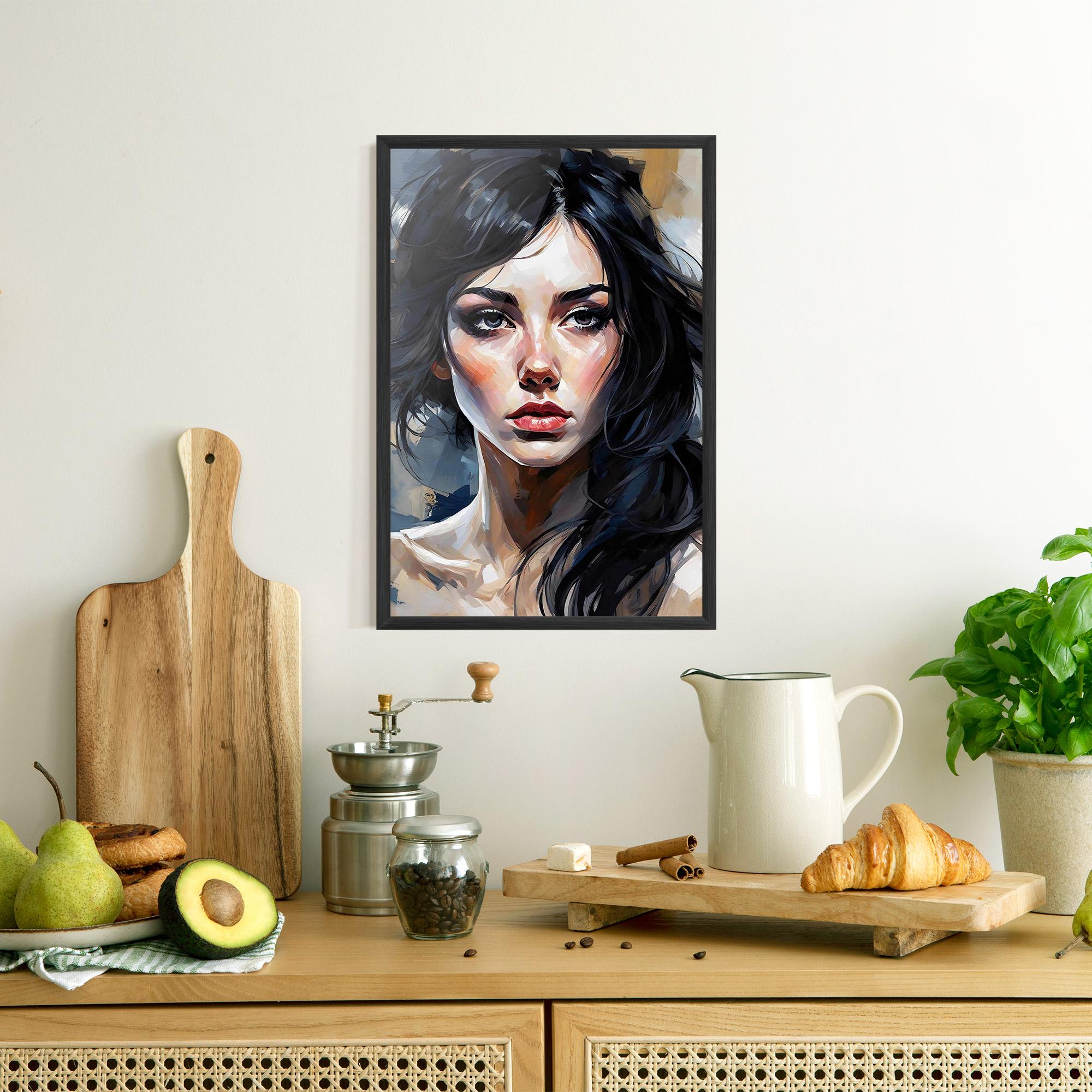Gerahmte Poster Long Black Hair Portrait mockup 8