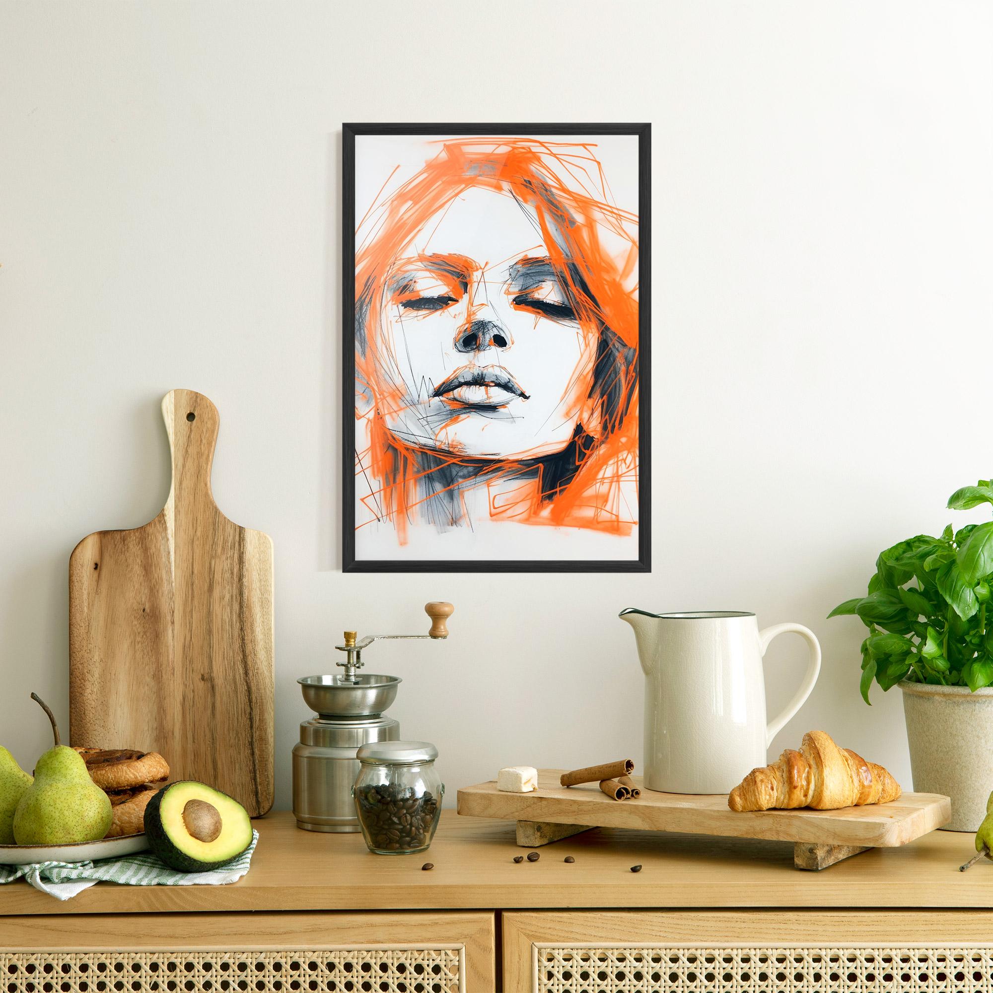 Gerahmte Poster Orange Ink Drawing mockup 8
