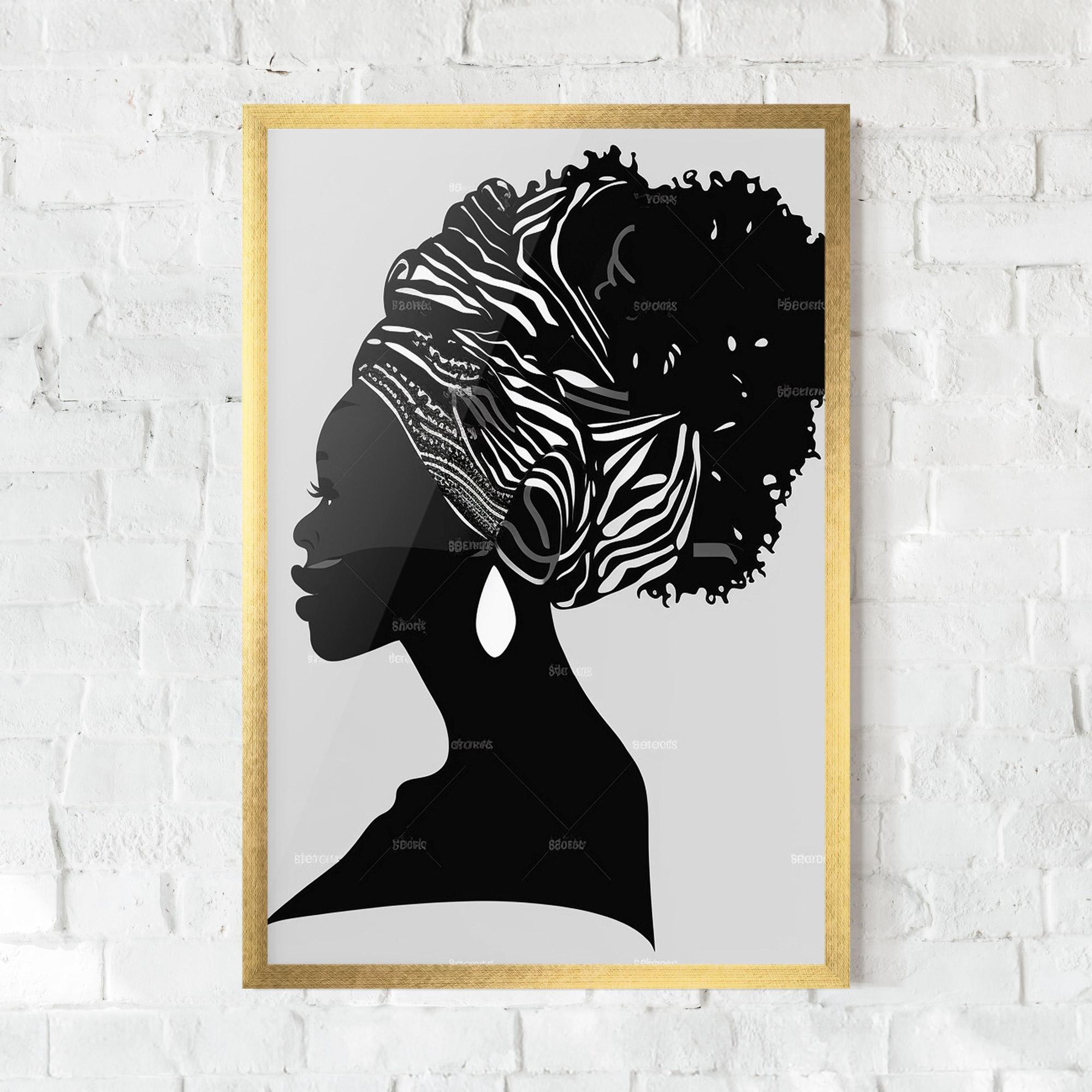 Gerahmte Poster Black Woman Silhouette mockup 0