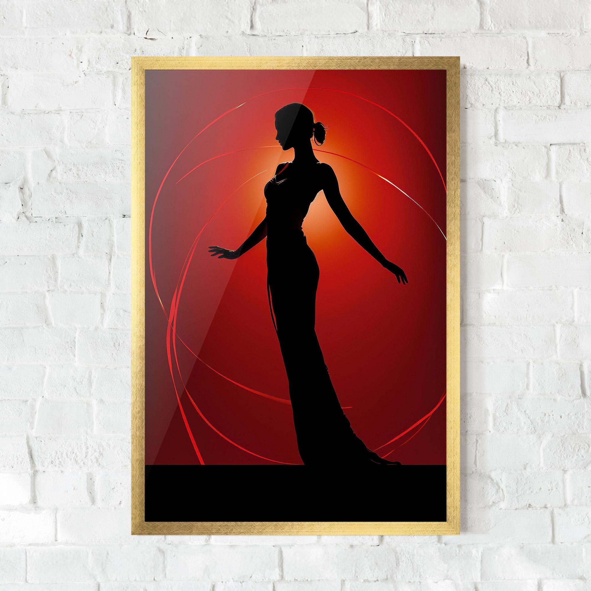 Gerahmte Poster Red Background Girl mockup 0