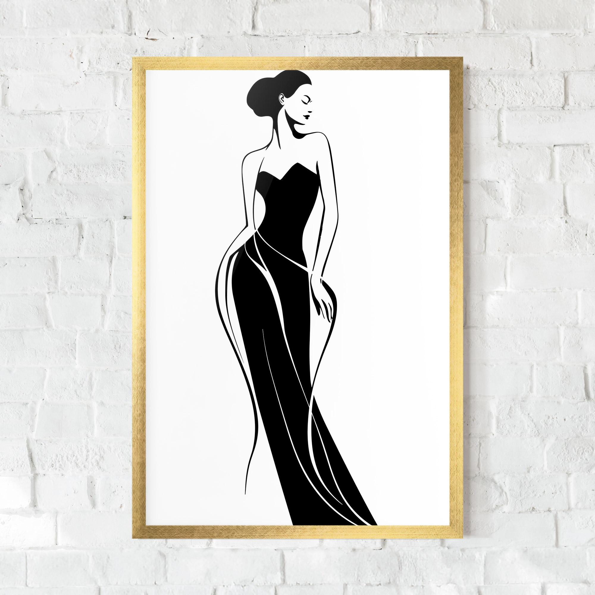 Gerahmte Poster Woman Shape Line mockup 0