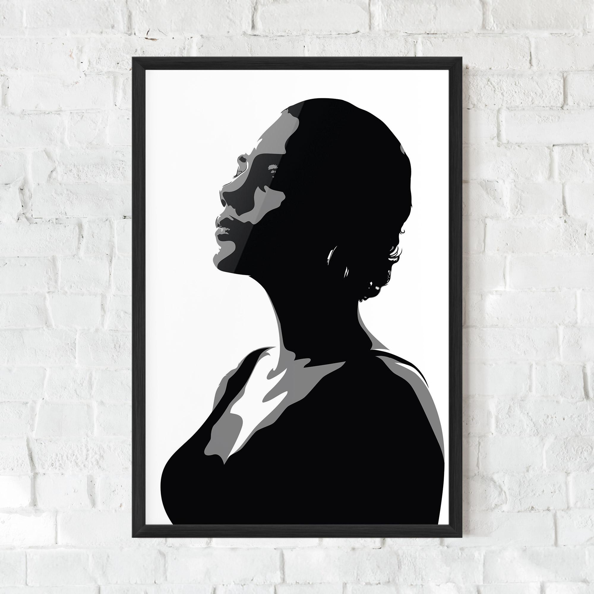 Gerahmte Poster Black Woman Shilouette mockup 0