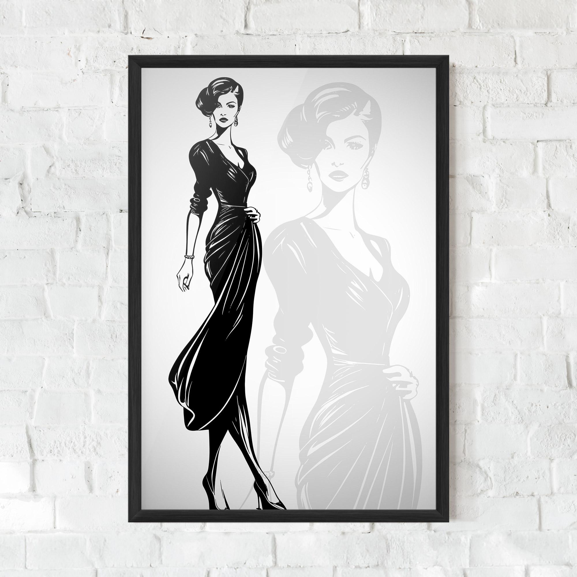 Gerahmte Poster Lady Shilouette mockup 0