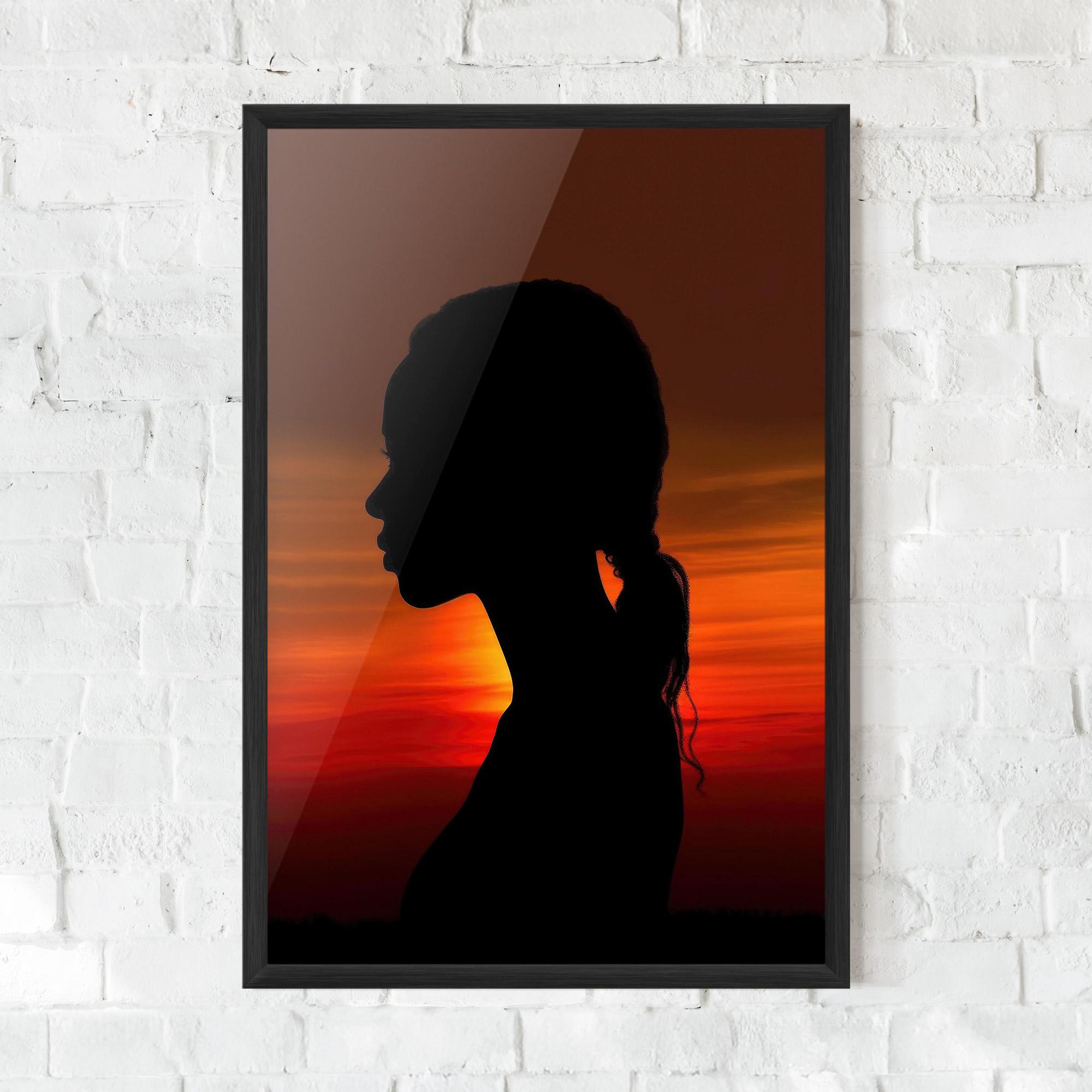 Gerahmte Poster Profile Against Sunset mockup 0