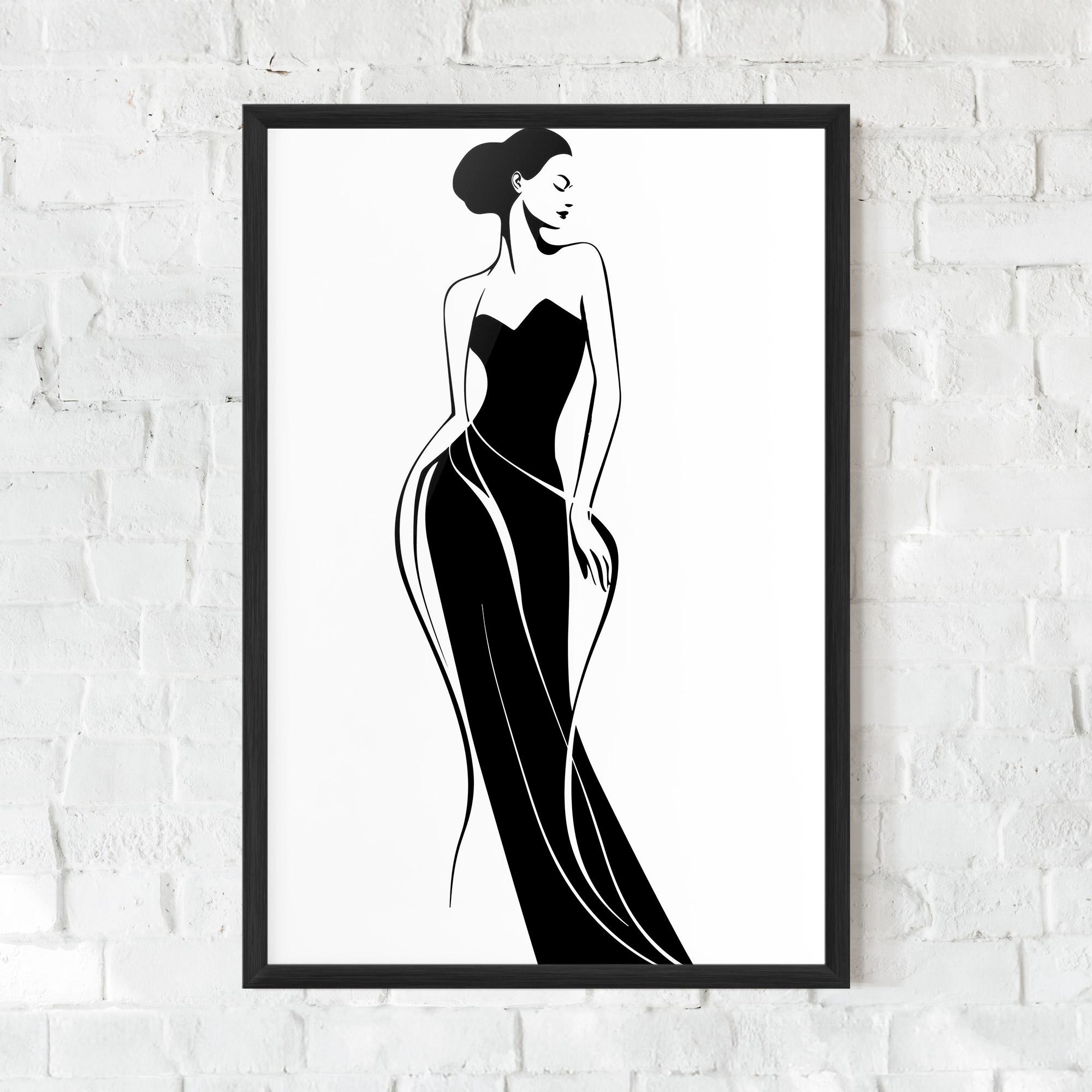 Gerahmte Poster Woman Shape Line mockup 0